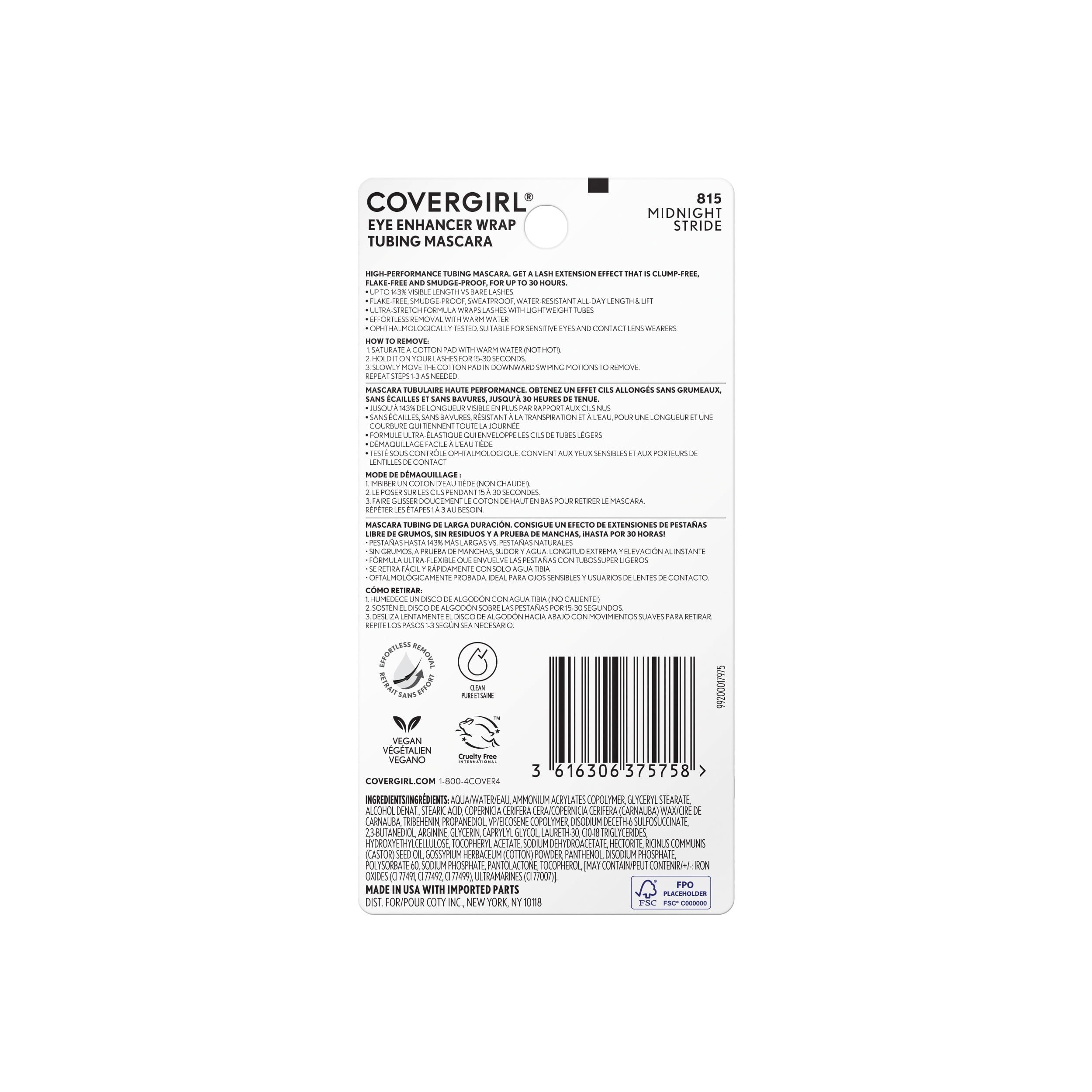 COVERGIRL Eye Enhancer Wrap Tubing Mascara - 815 Midnight Stride, 0.27fl.oz