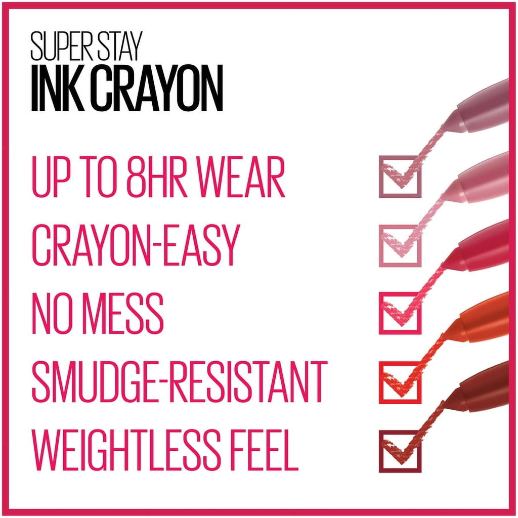 (2 pack) Maybelline Super Stay Ink Crayon Lipstick, Matte Longwear Lipstick Makeup, Seek Adventure, 0.04 oz.