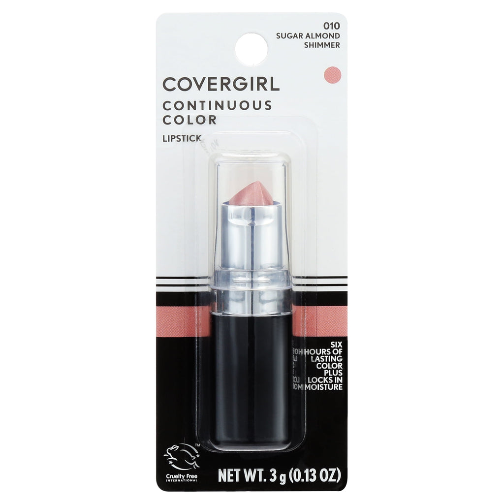 (2 pack) COVERGIRL Continuous Color Lipstick, 10 Sugar Almond, 0.13 oz
