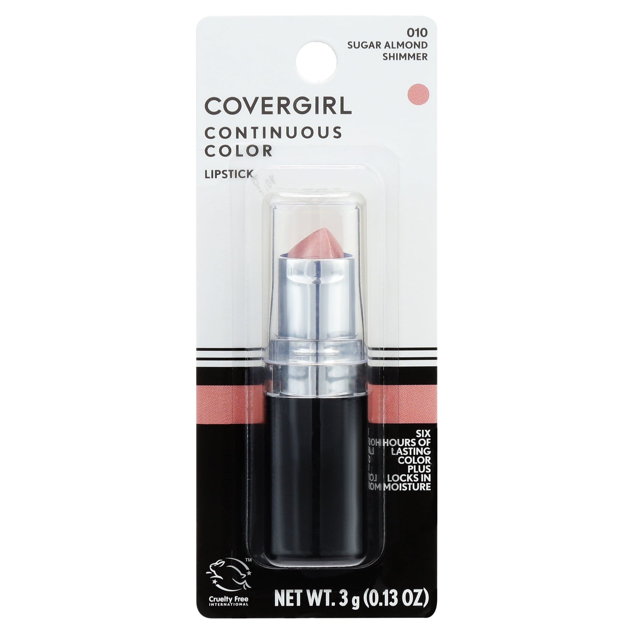 (2 pack) COVERGIRL Continuous Color Lipstick, 10 Sugar Almond, 0.13 oz