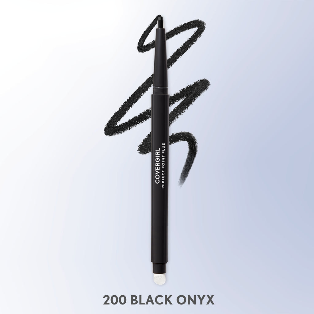 (2 pack) COVERGIRL Perfect Point Plus Eyeliner Pencil, Black Onyx Pack of 1, Long-Lasting, Versatile Black Eyeliner, Soft Smudging Tip, No Sharpening Needed