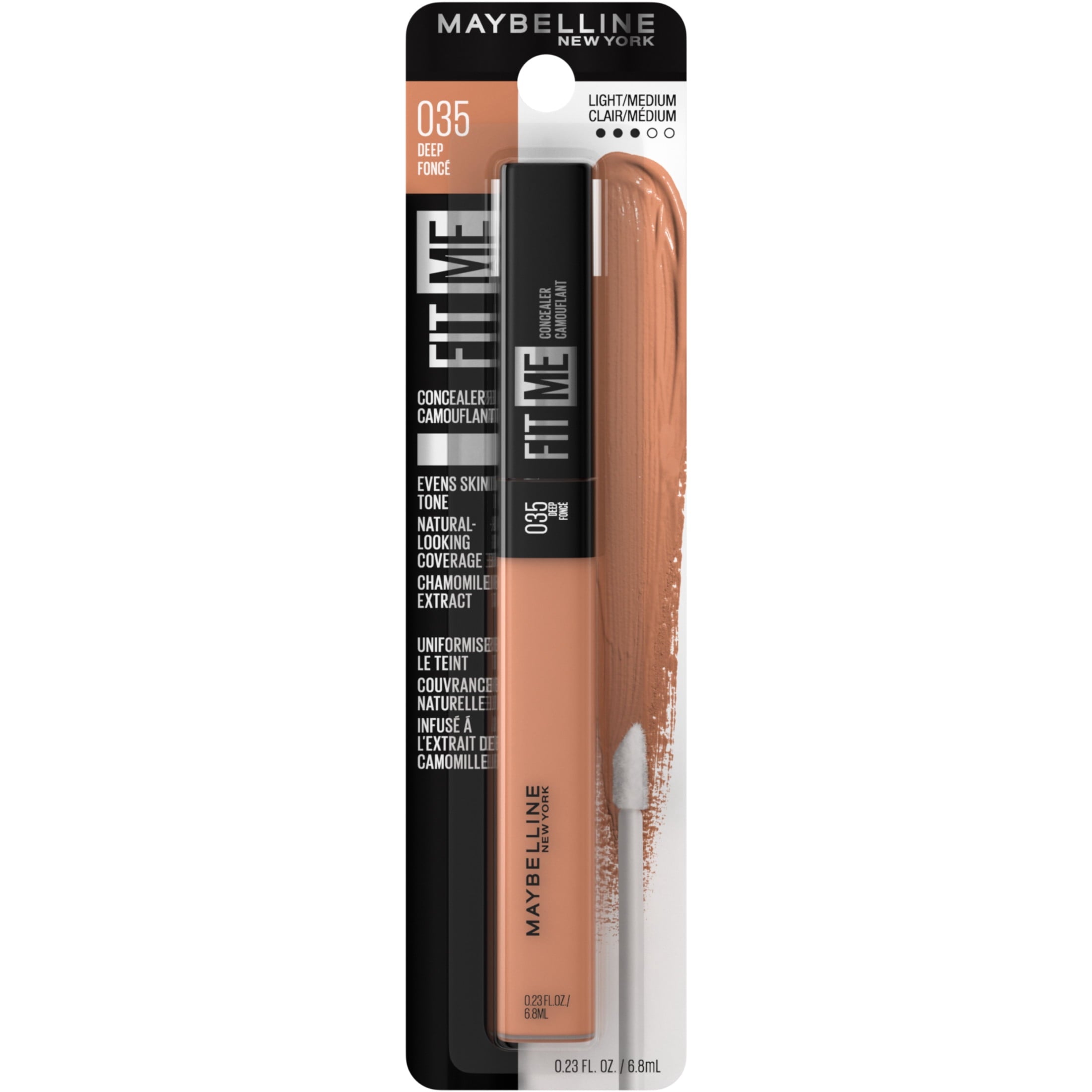 Maybelline Fit Me Liquid Concealer Makeup, Natural Coverage, Oil-Free, Deep, 0.23 fl oz