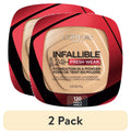 (2 pack) L'Oreal Paris Infallible Fresh Wear 24 Hr Powder Foundation Makeup, 120 Vanilla, 1 fl oz