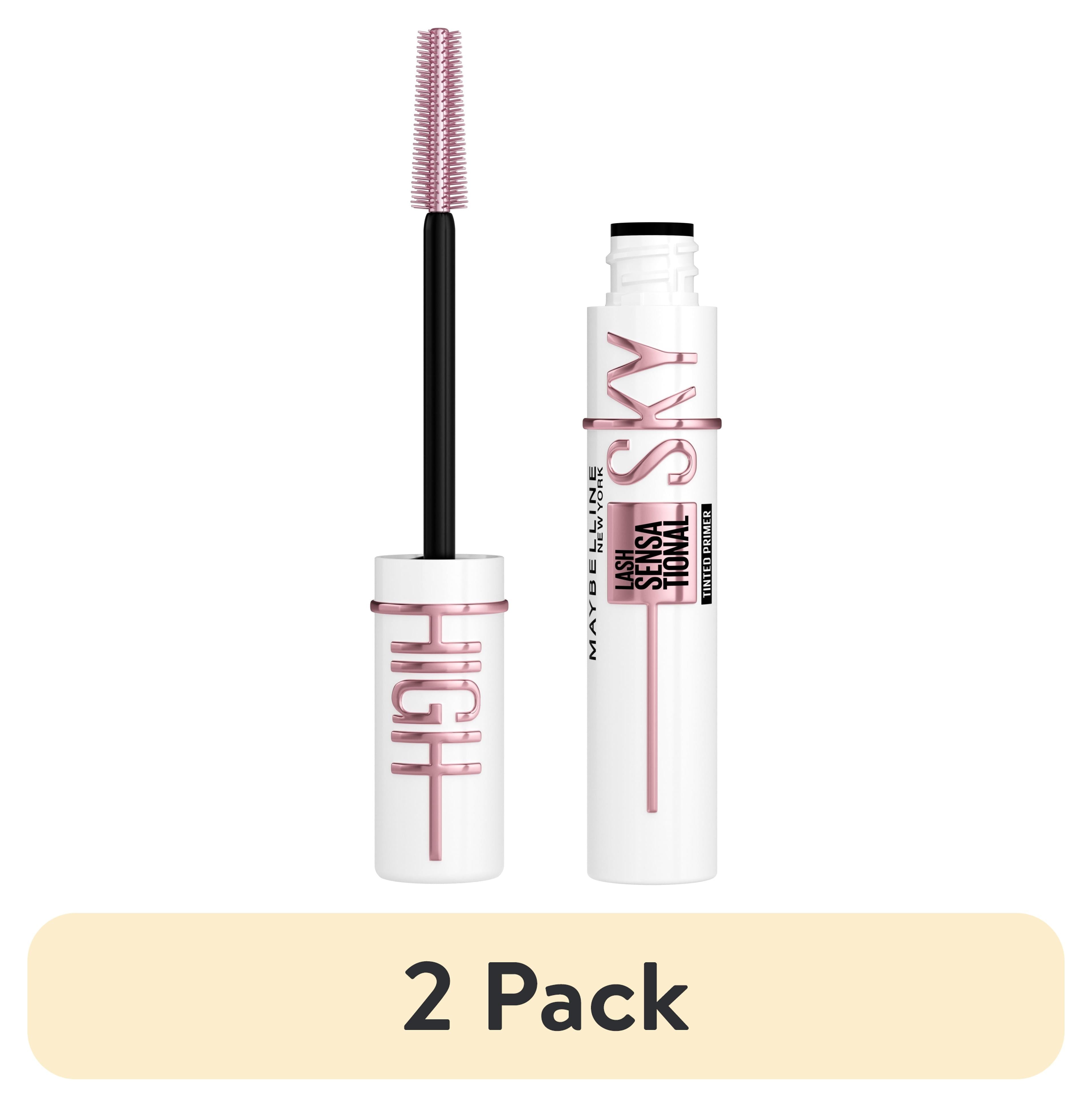 (2 pack) Maybelline Lash Sensational Sky High Tinted Primer Mascara Makeup, Soft Black, 0.26 fl oz