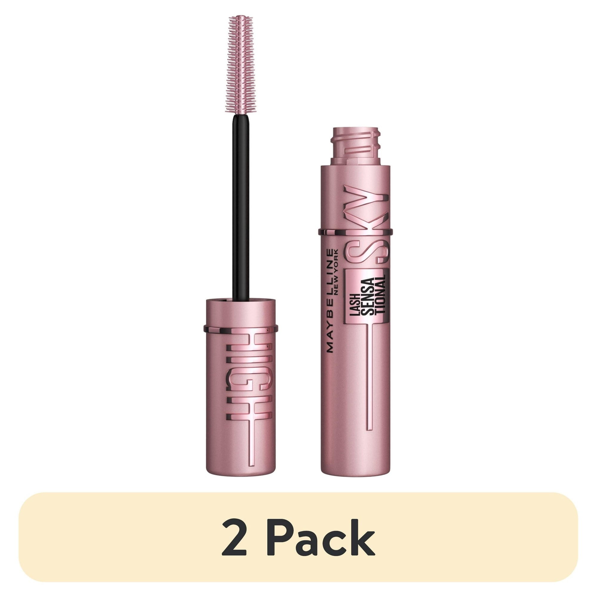(2 pack) Maybelline Lash Sensational Sky High Washable Mascara, Blackest Black