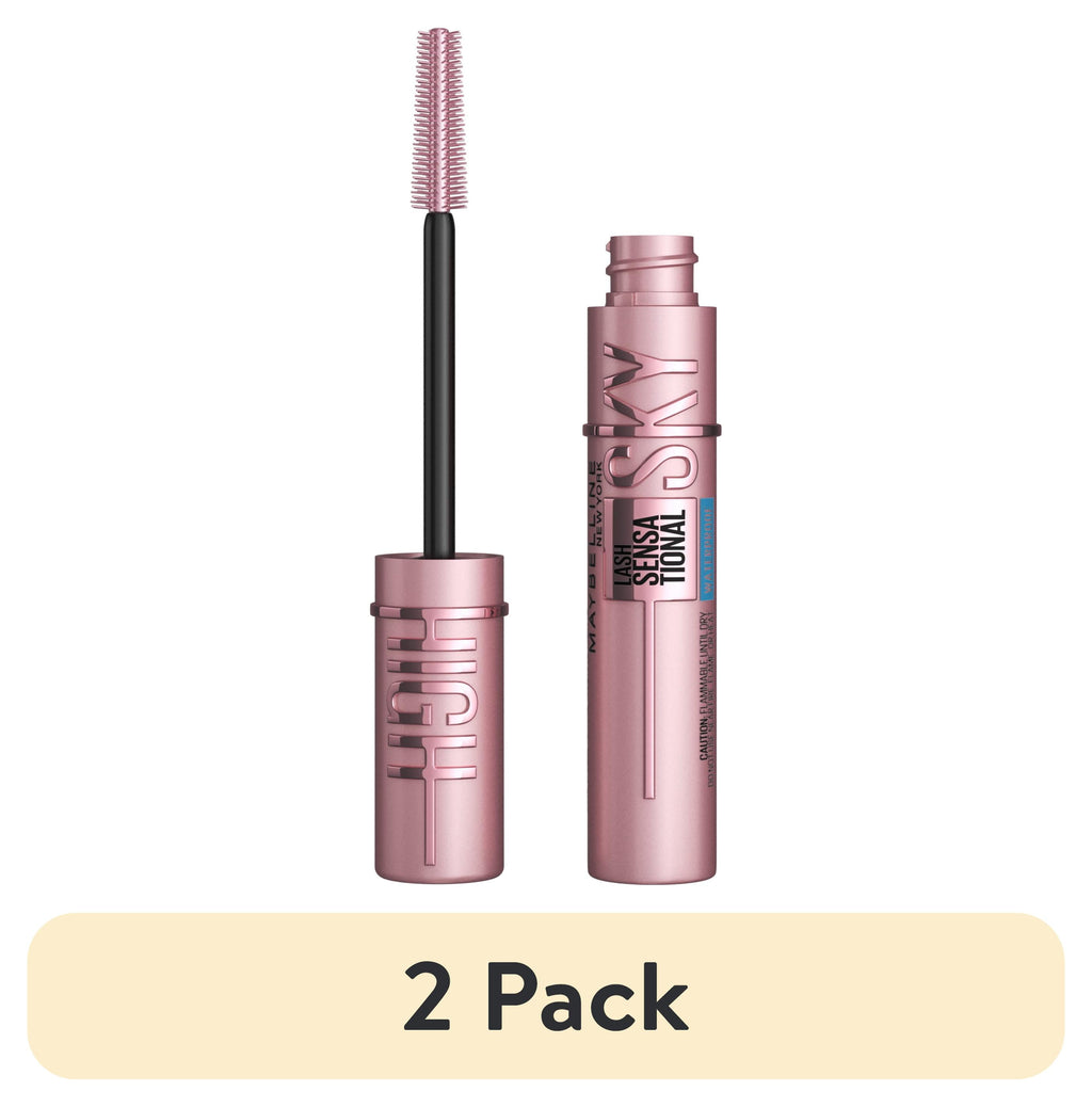 (2 pack) Maybelline Lash Sensational Sky High Waterproof Mascara Makeup, Brownish Black, 0.2 fl. oz.
