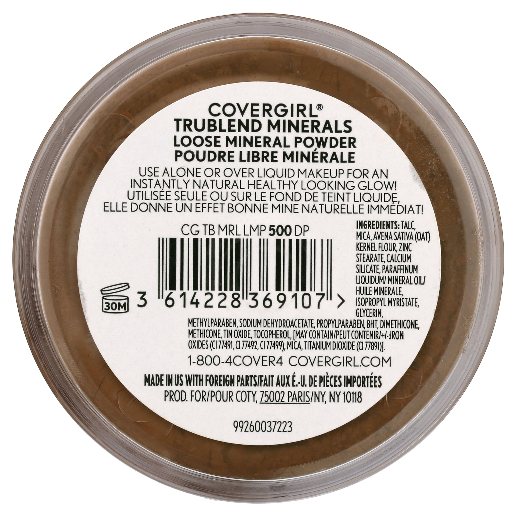 COVERGIRL TruBlend Loose Mineral Powder, 500 Deep, 0.63 oz, Setting Powder, Loose Powder, Enriched with Minerals, Easy Application, Soft, Even-Toned, Fresh Complextion