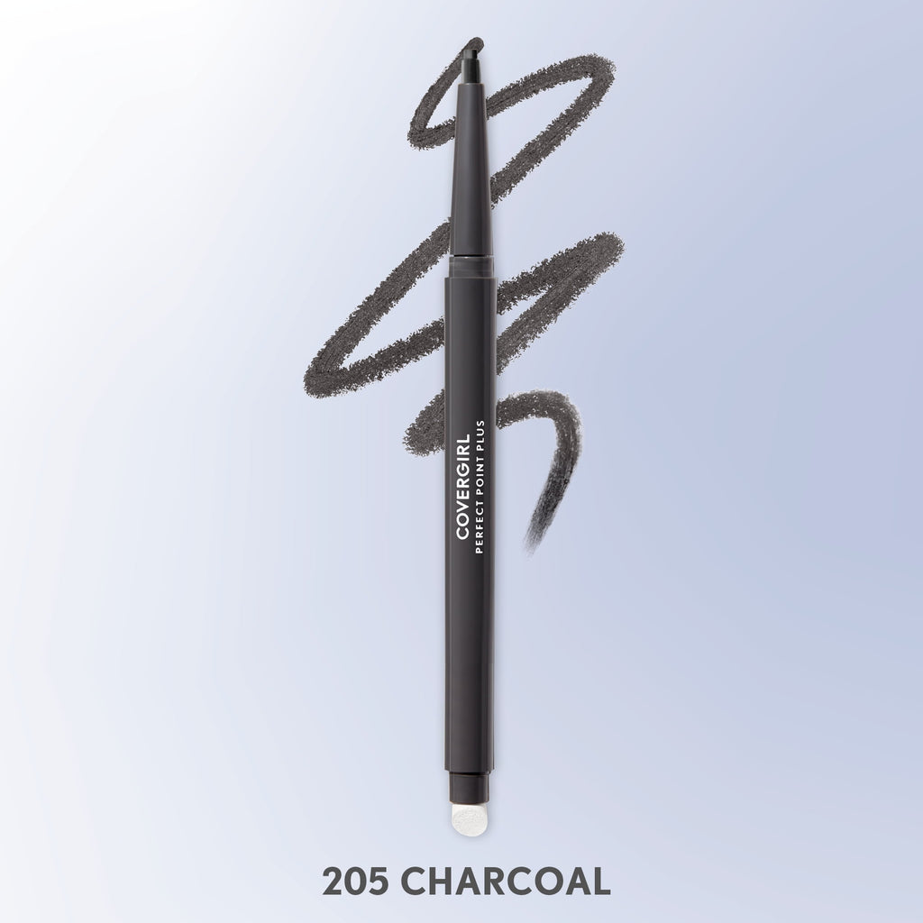 (2 pack) COVERGIRL Perfect Point Plus Eyeliner, 205 Charcoal, 0.008 oz, Long-Lasting, Versatile Black Eyeliner, Soft Smudging Tip, No Sharpening Needed