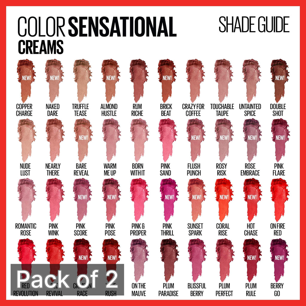 Maybelline Color Sensational Lipstick, 235-Warm Me Up, 0.15 oz (Pack of 2)