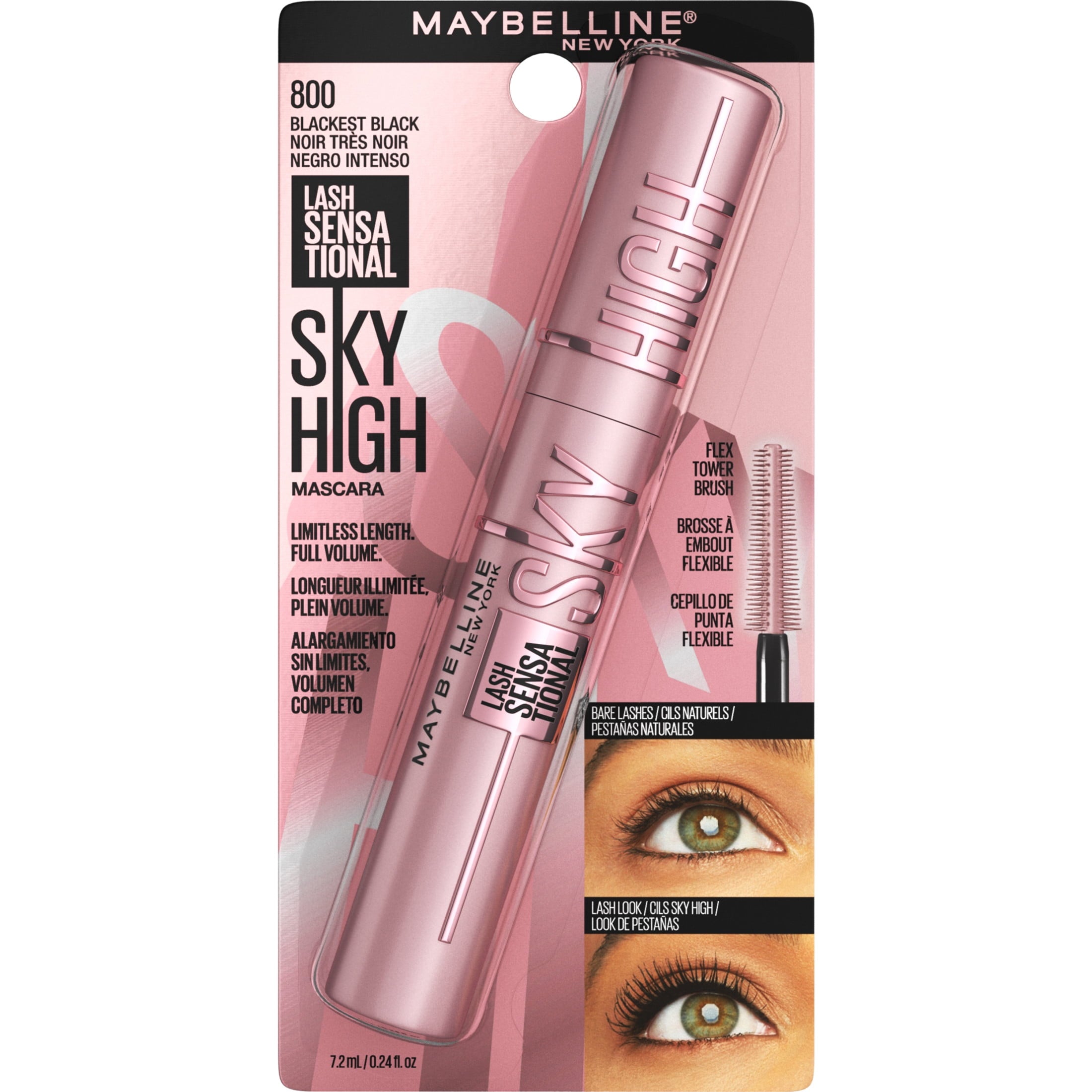 (2 pack) Maybelline Lash Sensational Sky High Washable Mascara, Blackest Black