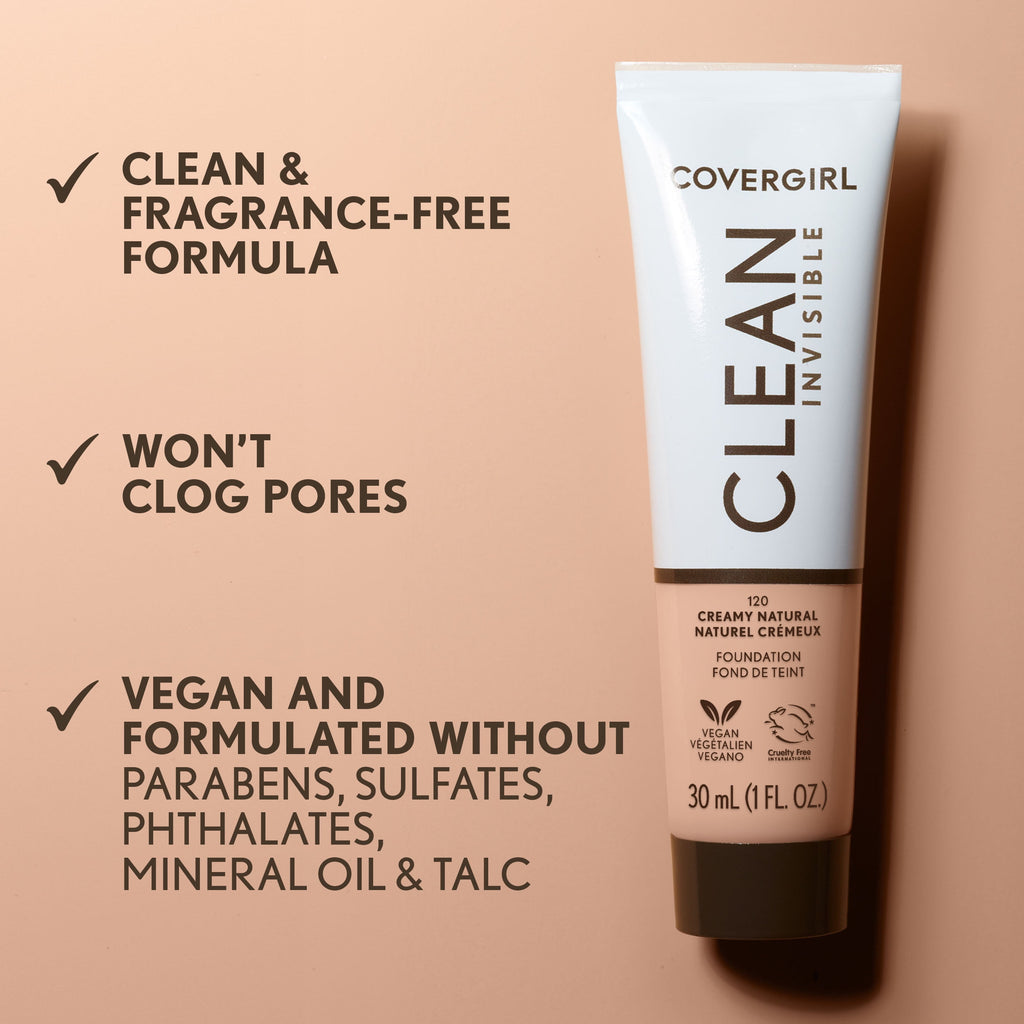 (2 pack) COVERGIRL Clean Invisible Liquid Foundation, 105 Ivory, 1.0 fl oz