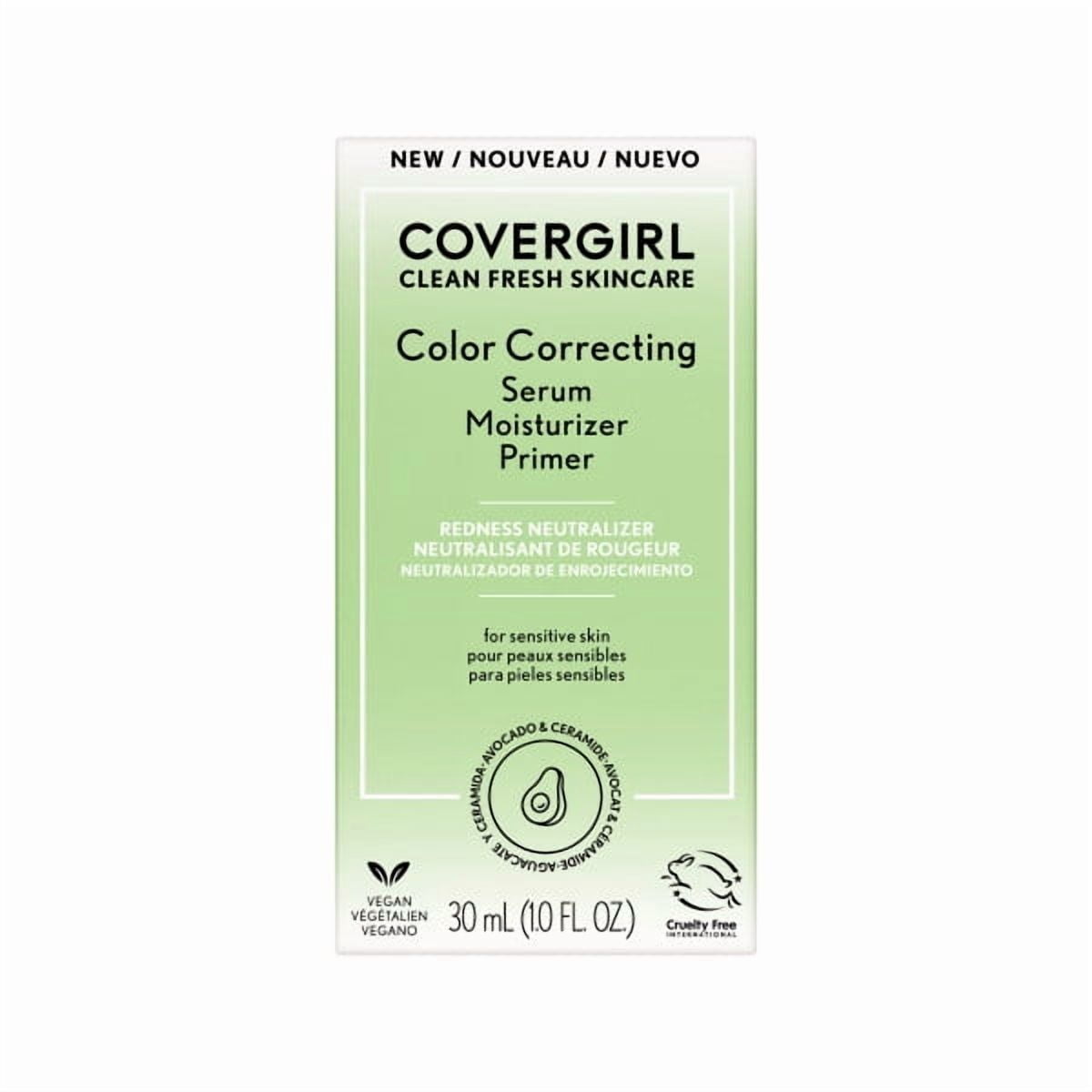 COVERGIRL Clean Fresh Color Correcting Primer + Serum, Redness Neutralizer, Fair 1.0 fl oz