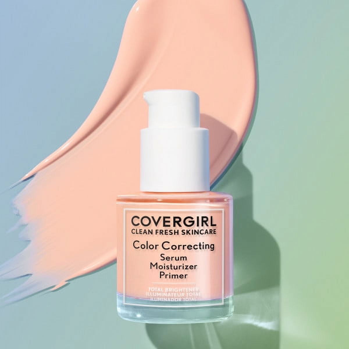 COVERGIRL Clean Fresh Primer, Color Correcting Serum and Moisturizer, Total Brightener, Light 1.0 fl oz
