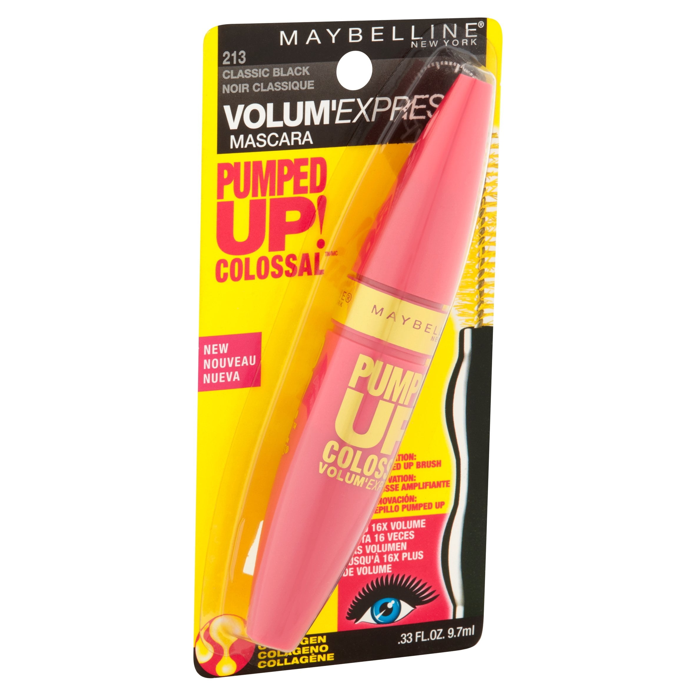 Maybelline Volum Express Pumped Up, Colossal Washable Mascara, Classic Black