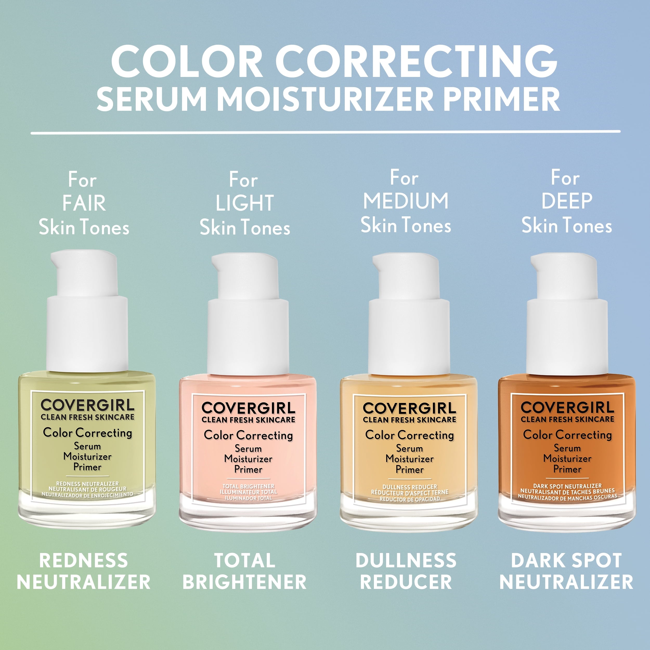 COVERGIRL Clean Fresh Primer, Color Correcting Serum and Moisturizer, Dark Spot Neutralizer, Deep 1.0 fl oz