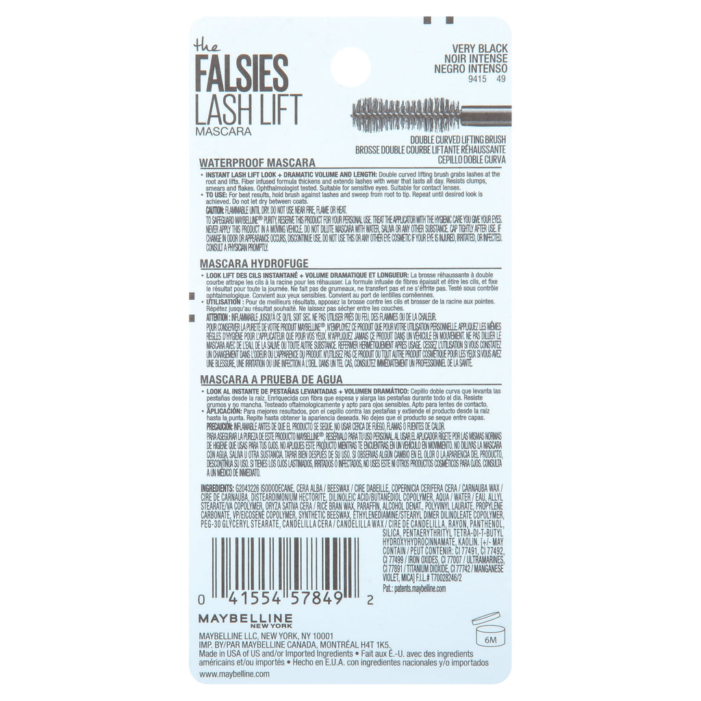 Maybelline The Falsies Lash Lift Waterproof Mascara, Very Black