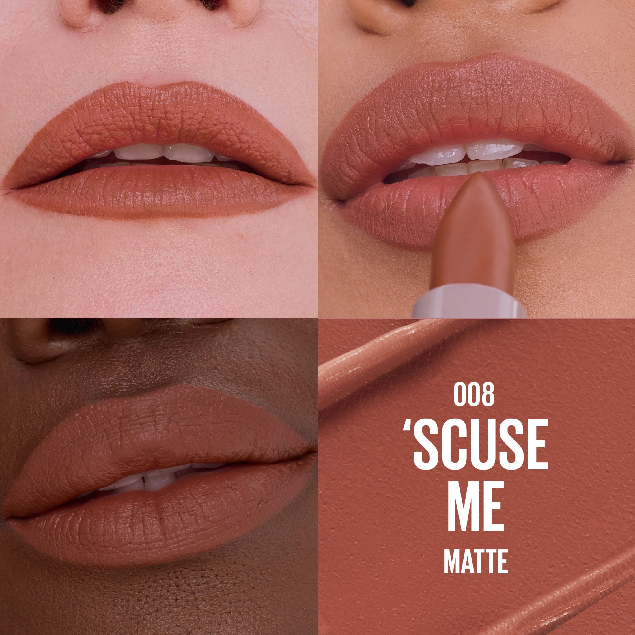 Maybelline Serum Lipstick, Matte Finish, Oil-Blend and Hyaluronic Acid, 008 'Scuse Me, 0.12 oz