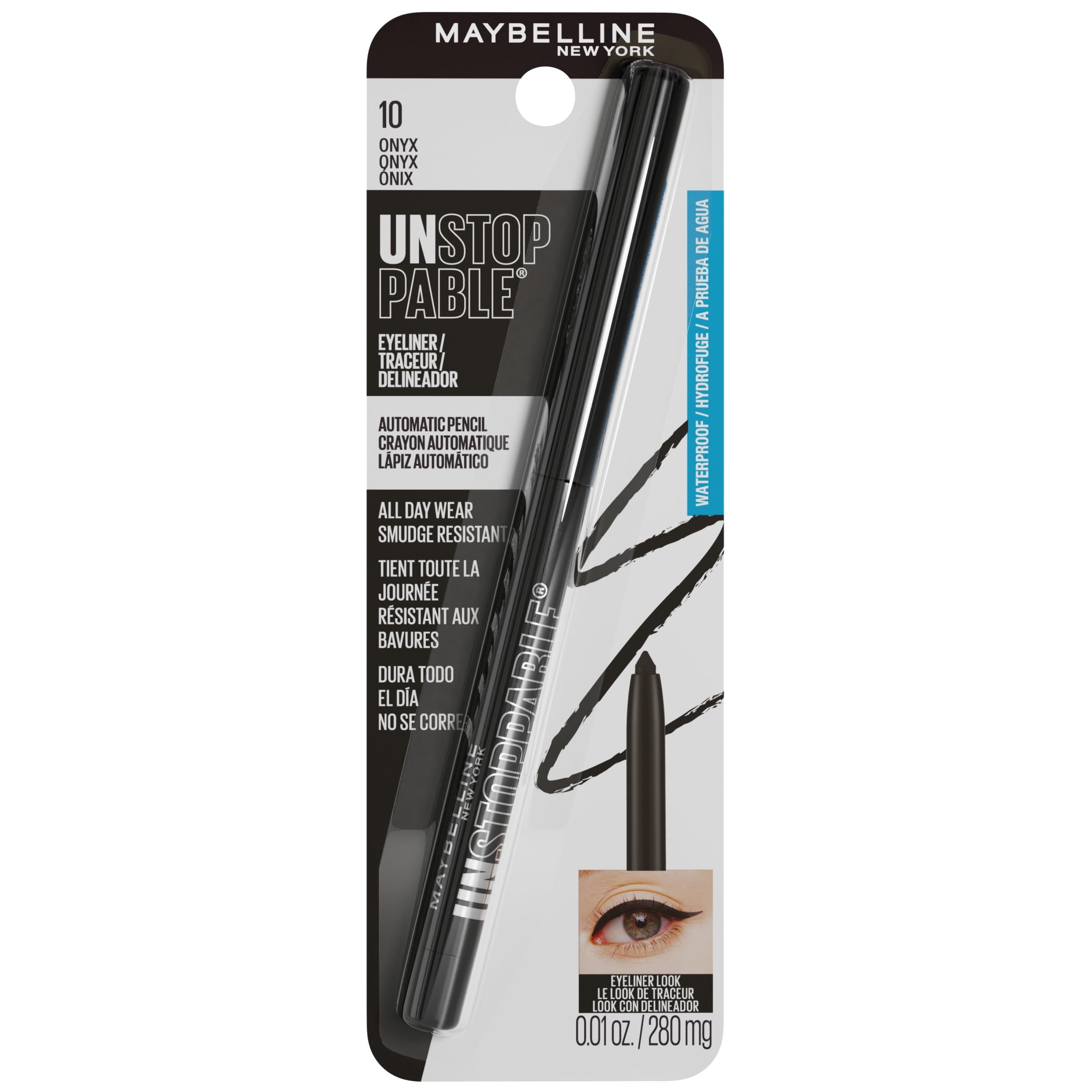 Maybelline New York Unstoppable Waterproof Mechanical Black Eyeliner, Onyx, 1 Count