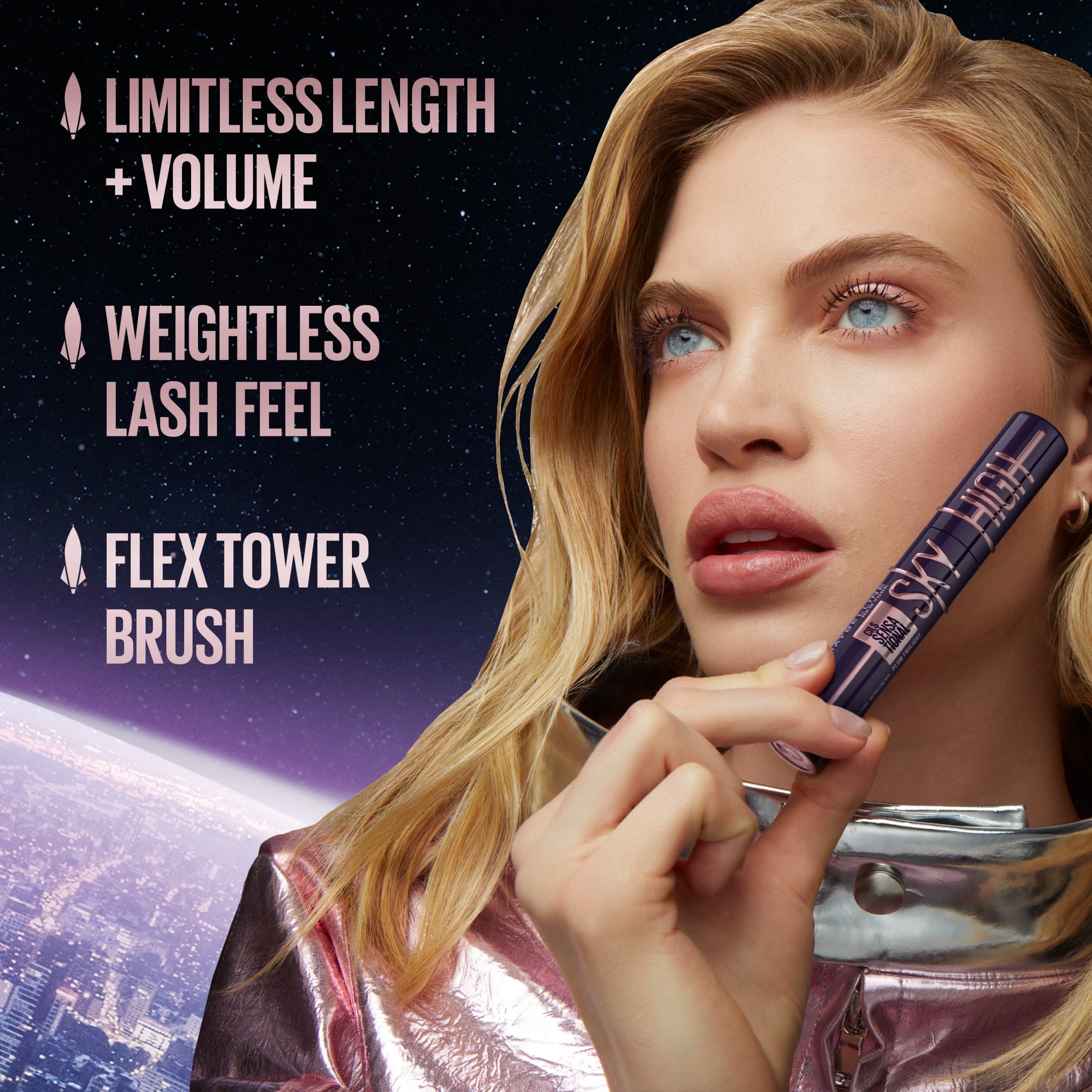 (2 pack) Maybelline Lash Sensational Sky High Washable Mascara, Blackest Black