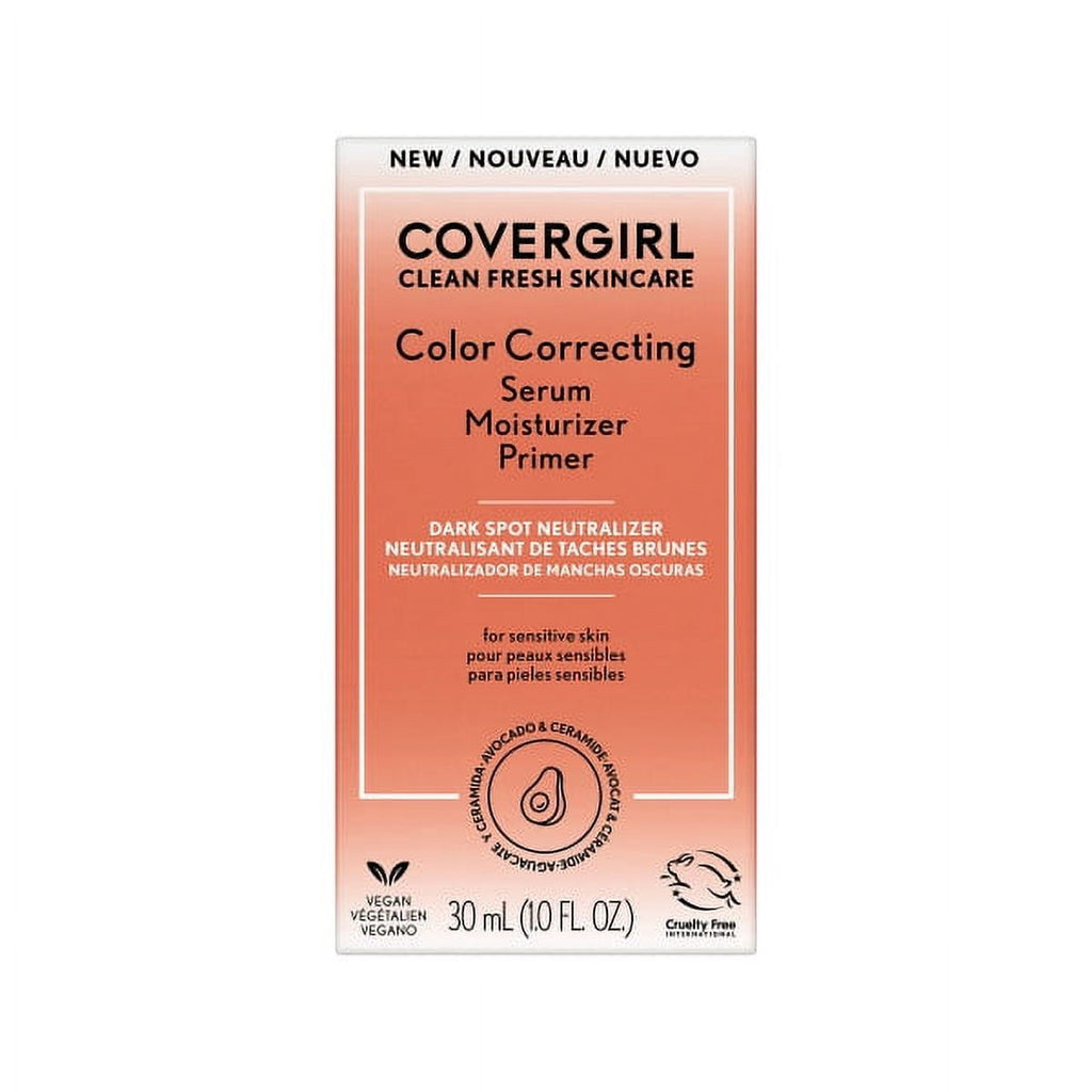 COVERGIRL Clean Fresh Primer, Color Correcting Serum and Moisturizer, Dark Spot Neutralizer, Deep 1.0 fl oz