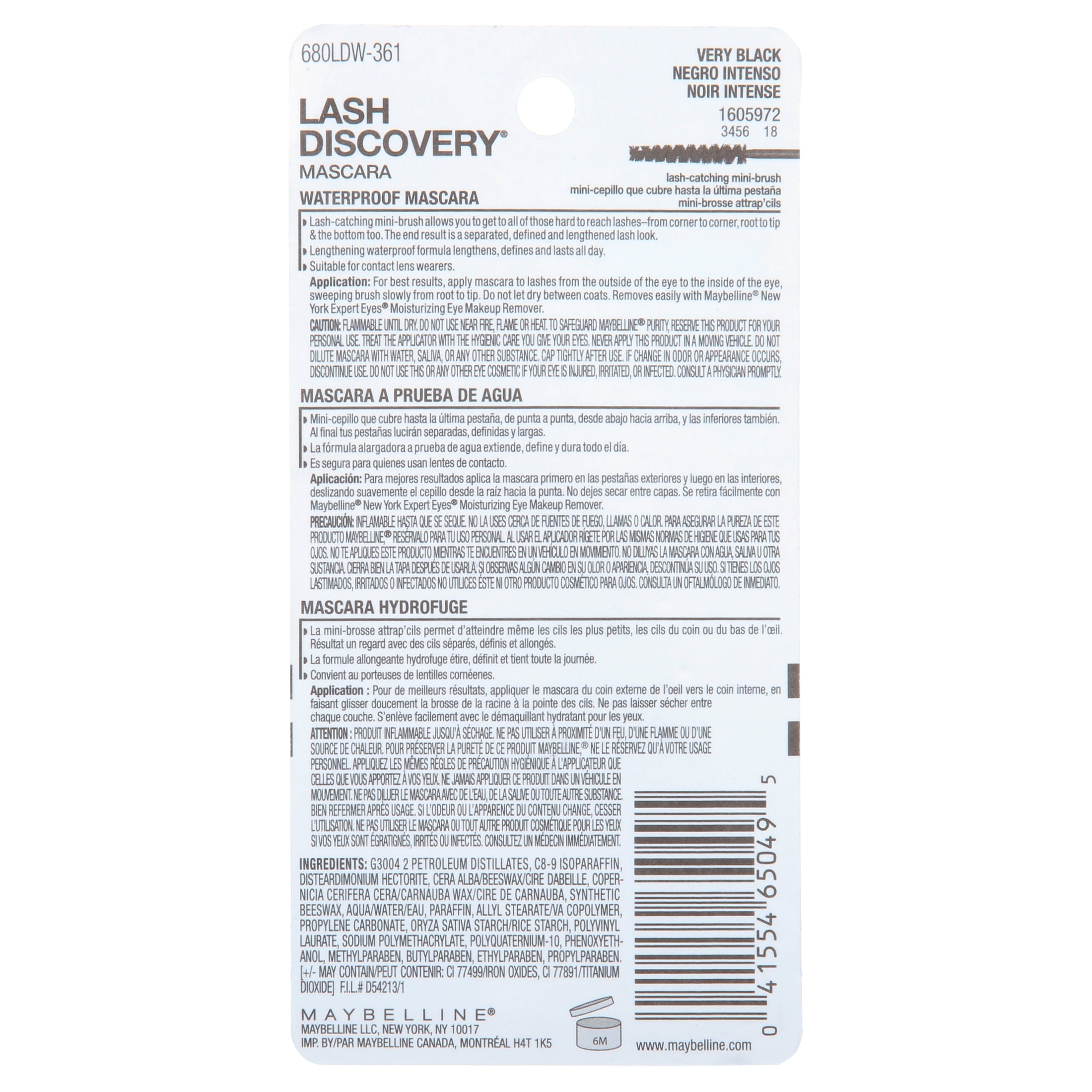(3 pack) Maybelline Lash Discovery Waterproof Mascara, Very Black, 0.16 fl oz