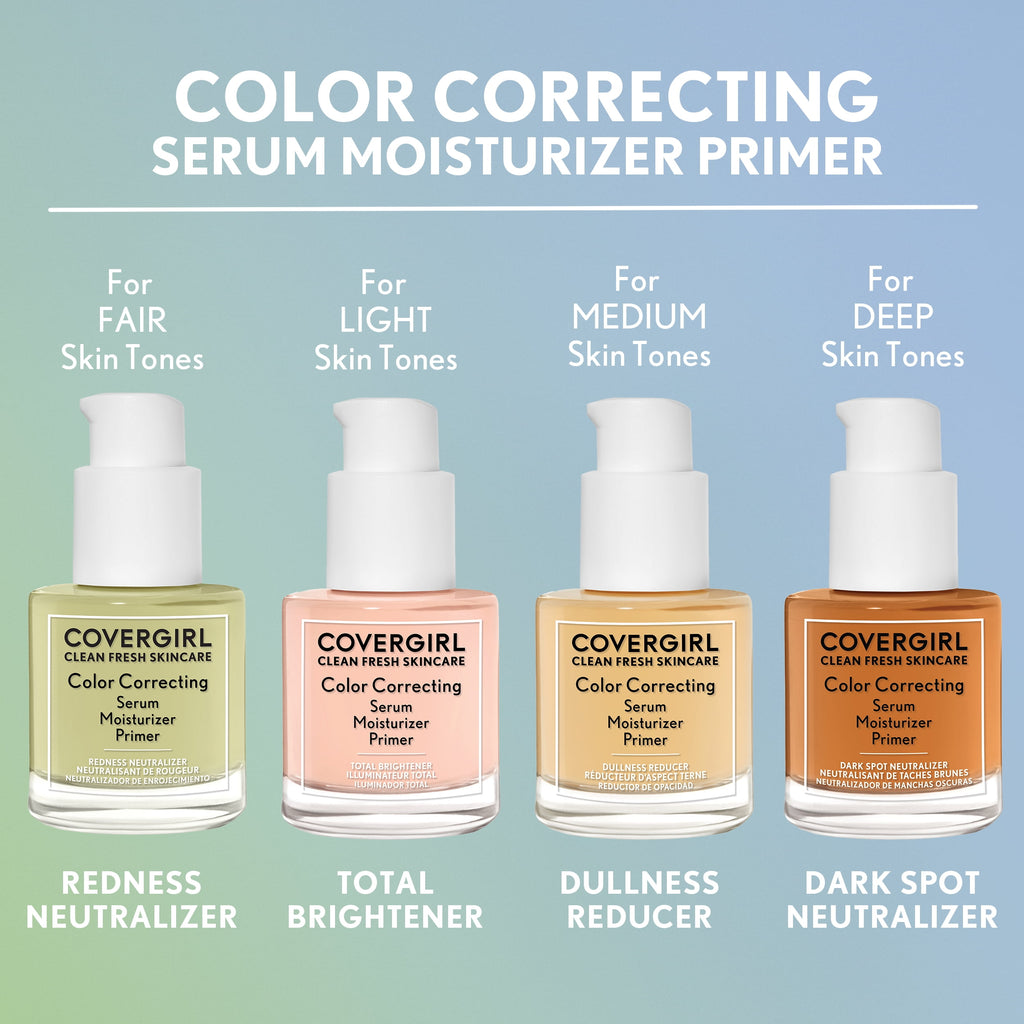 COVERGIRL Clean Fresh Color Correcting Primer + Serum, Redness Neutralizer, Fair 1.0 fl oz