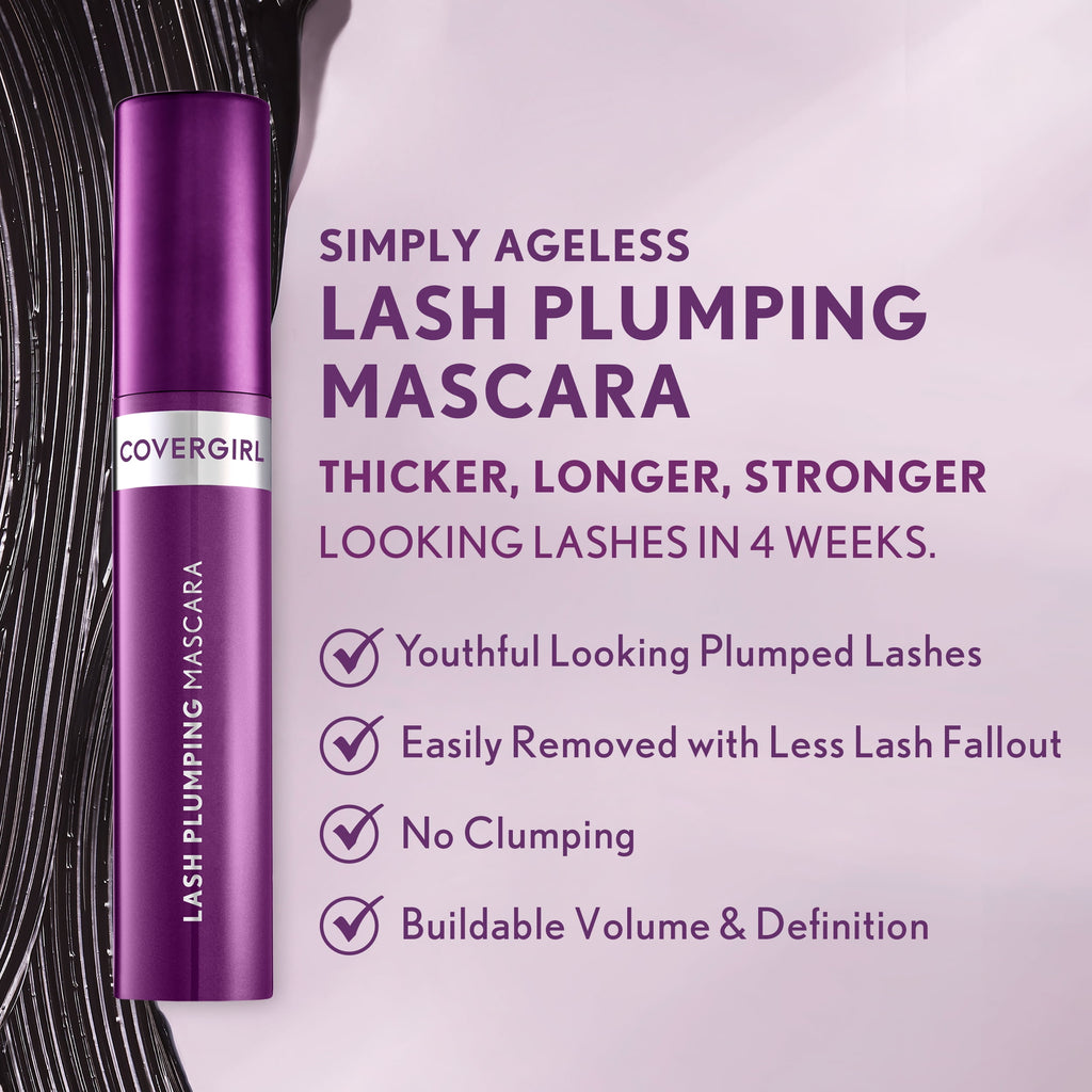 COVERGIRL Simply Ageless Lash Plumping 3-in-1 Mascara, 115 Dark Brown, 0.4 fl oz