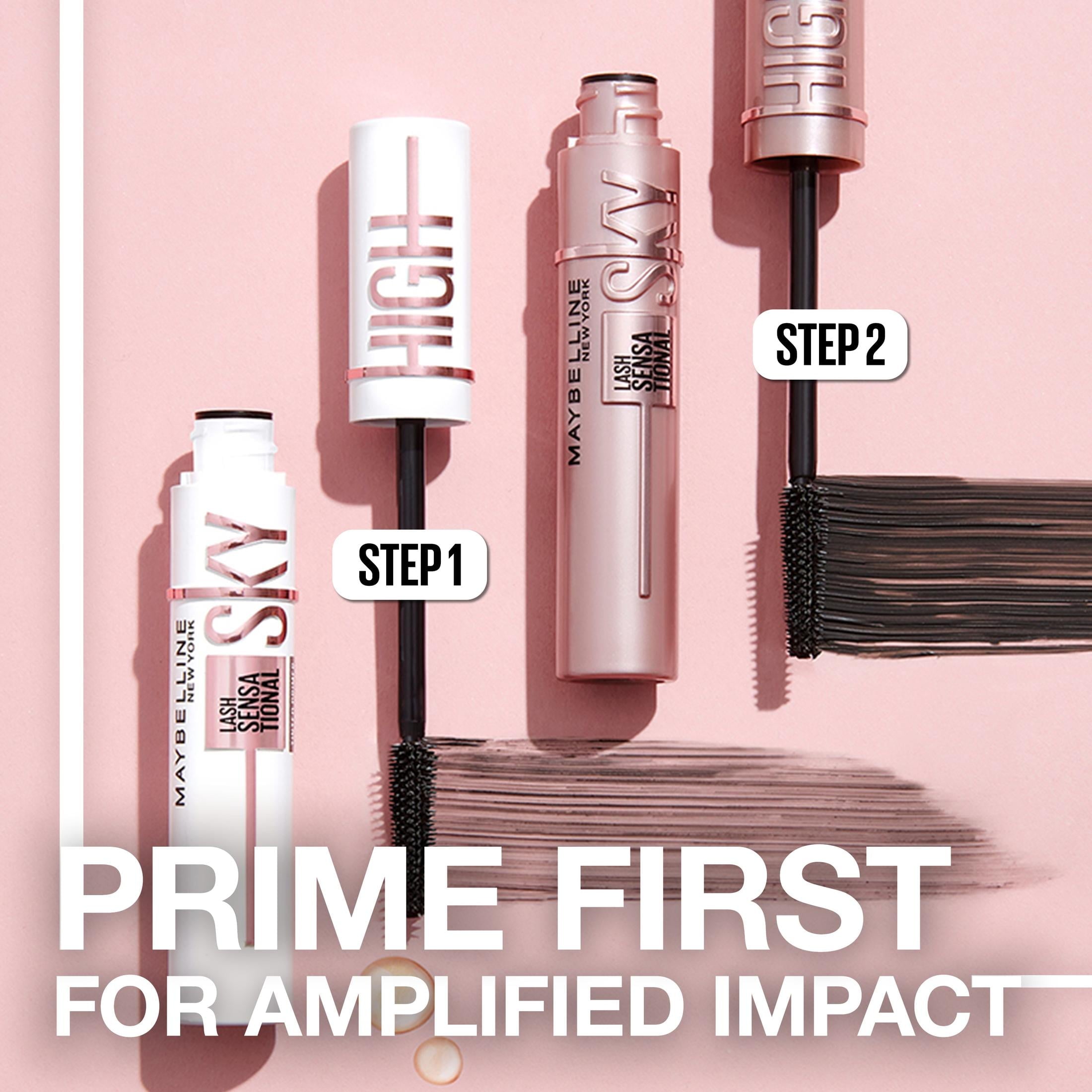 (2 pack) Maybelline Lash Sensational Sky High Tinted Primer Mascara Makeup, Soft Black, 0.26 fl oz