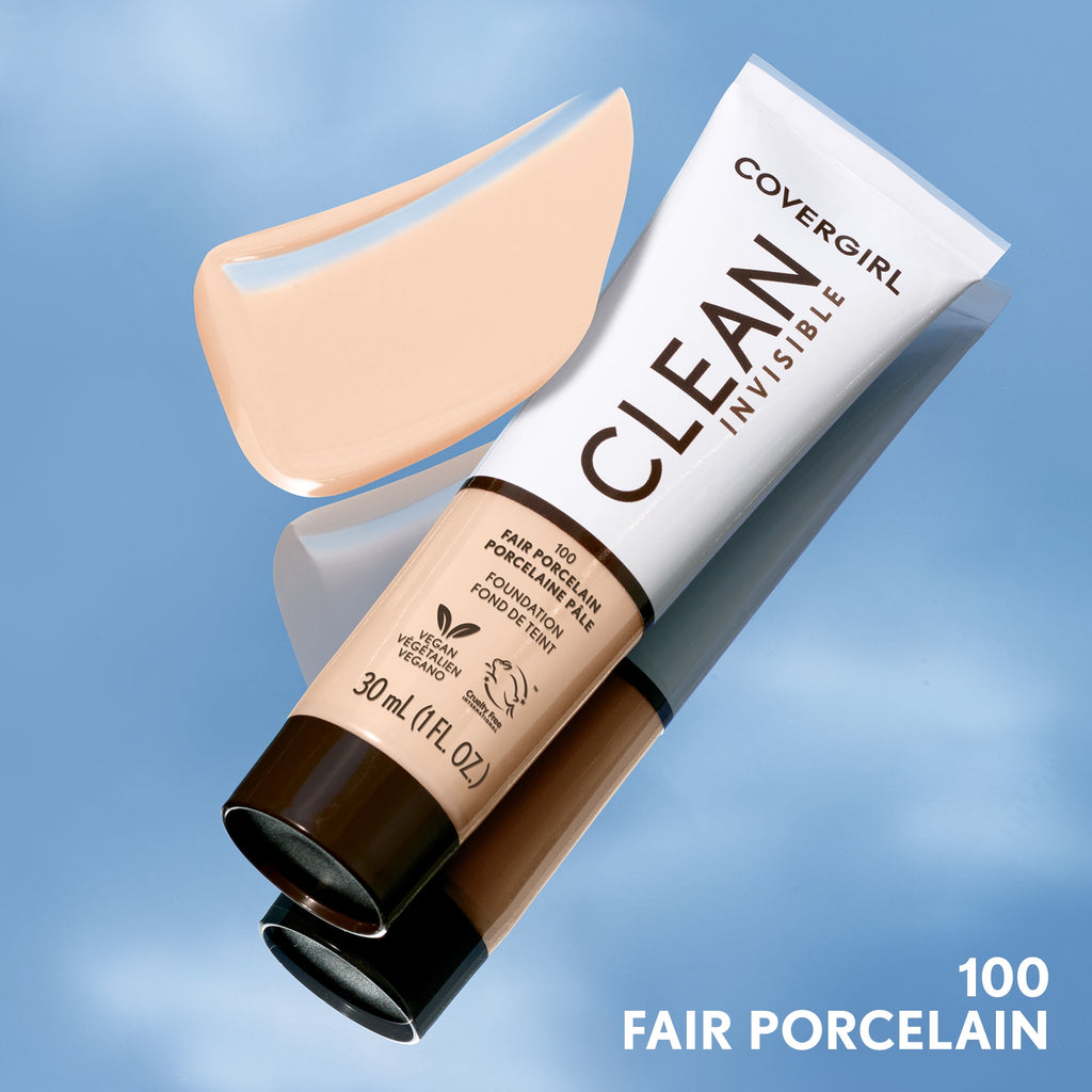 COVERGIRL Clean Invisible Liquid Foundation, 100 Fair Porcelain, 1.0 fl oz