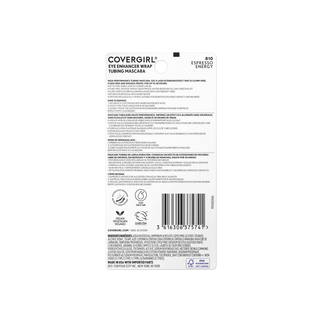 COVERGIRL Eye Enhancer Wrap Tubing Mascara - 810 Espresso Energy, 0.27fl.oz