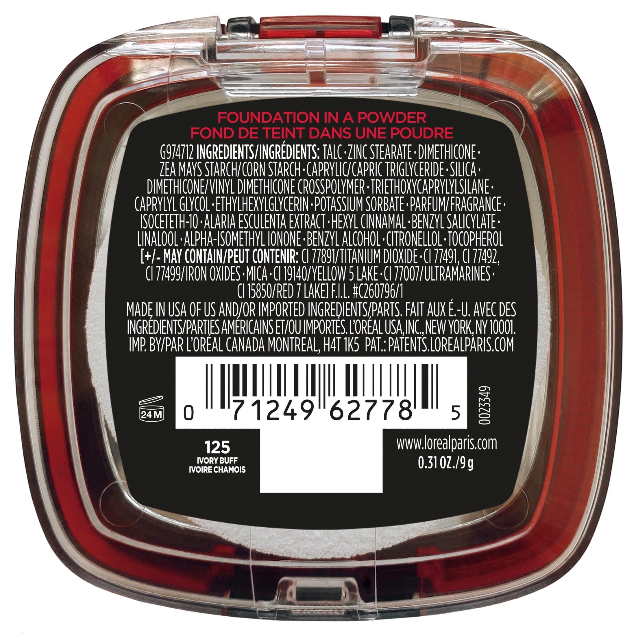 L'Oreal Paris Infallible Pressed Powder, Ivory Buff, 0.31 oz, Longwearing