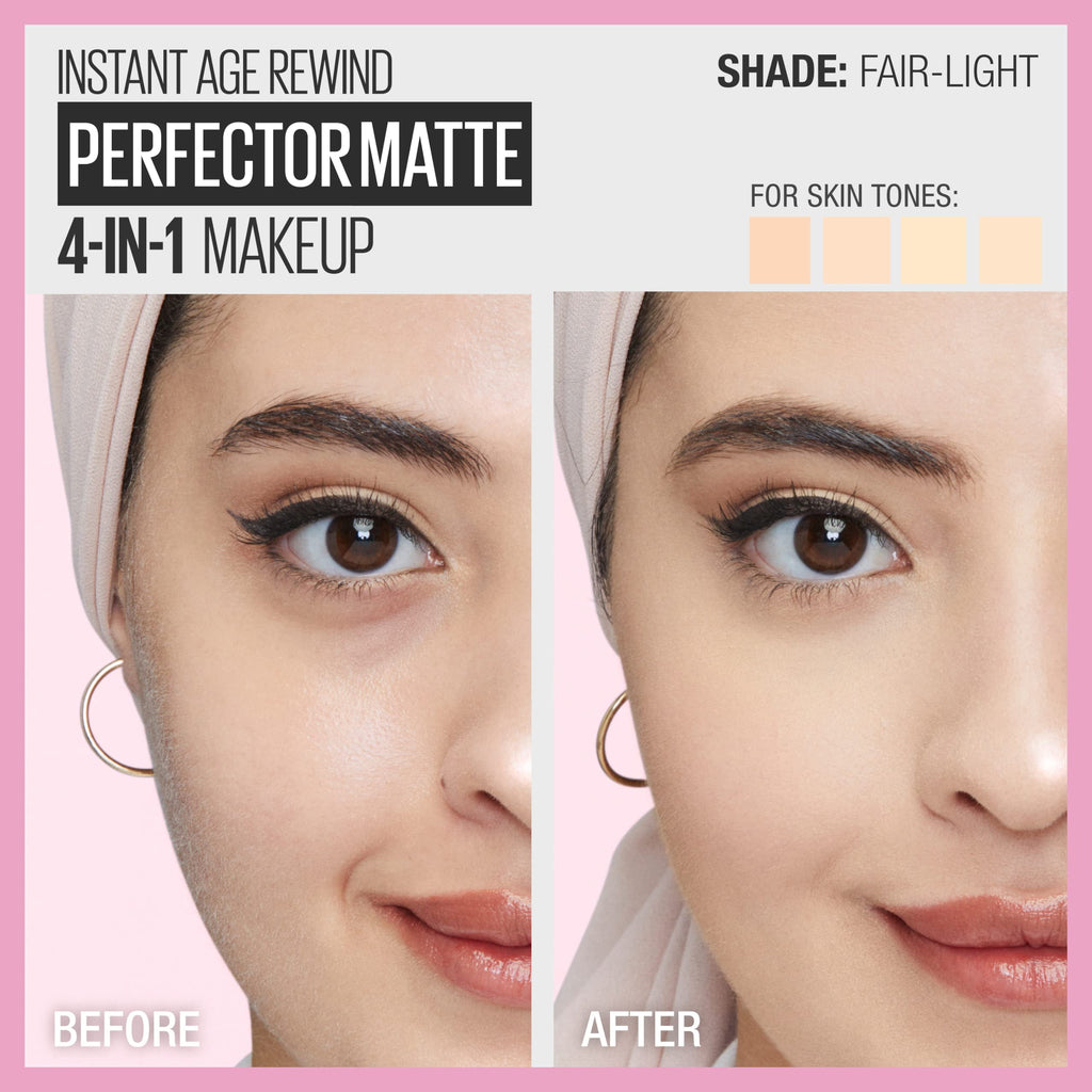 Maybelline Instant Age Rewind Instant Perfector 4-In-1 Matte Makeup, 00 Fair/Light, 1 Count Packaging May Vary