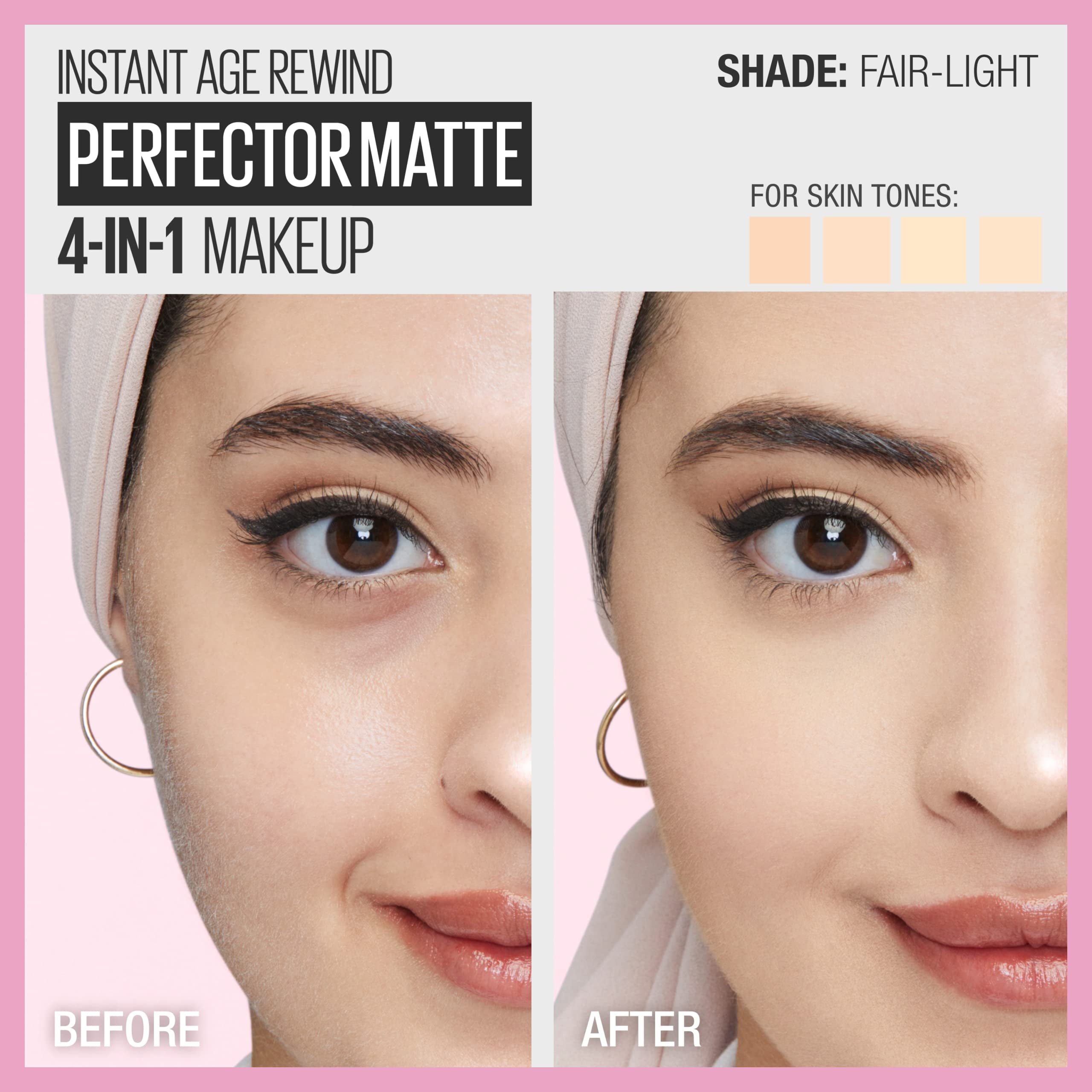Maybelline Instant Age Rewind Instant Perfector 4-In-1 Matte Makeup, 00 Fair/Light, 1 Count Packaging May Vary
