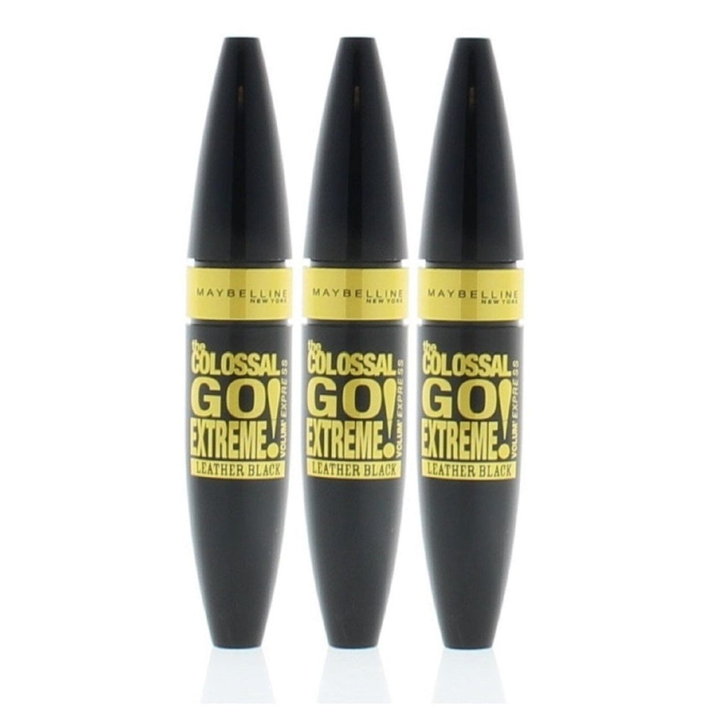 Maybelline Colossal Go Extreme Mascara Leather Black 9.5ml 3 Pack Volume Boost