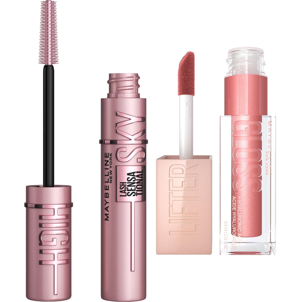 Maybelline Lash Sensational Sky High Mascara + Lifter Lip Gloss Set, Blackest Black