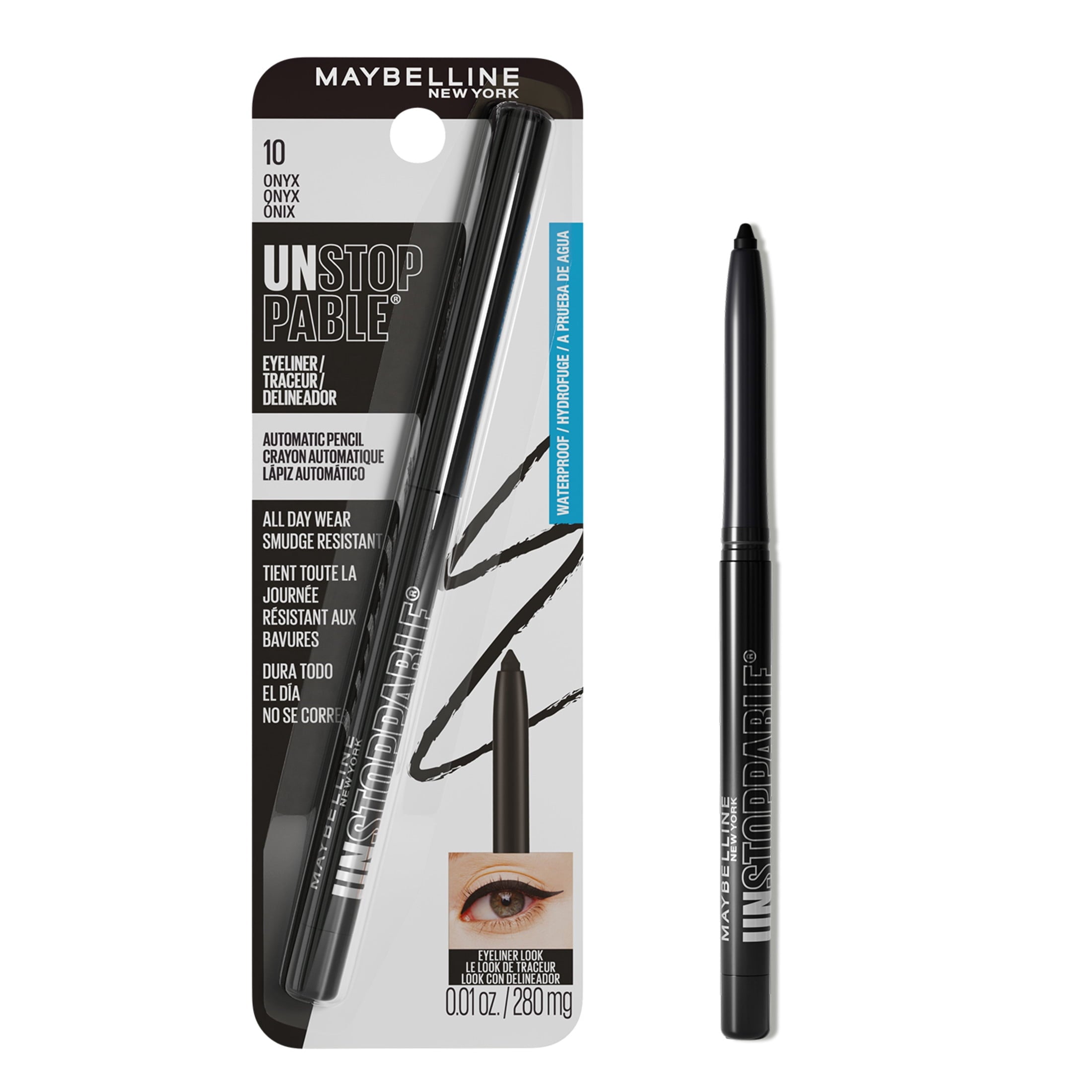 Maybelline New York Unstoppable Waterproof Mechanical Black Eyeliner, Onyx, 1 Count