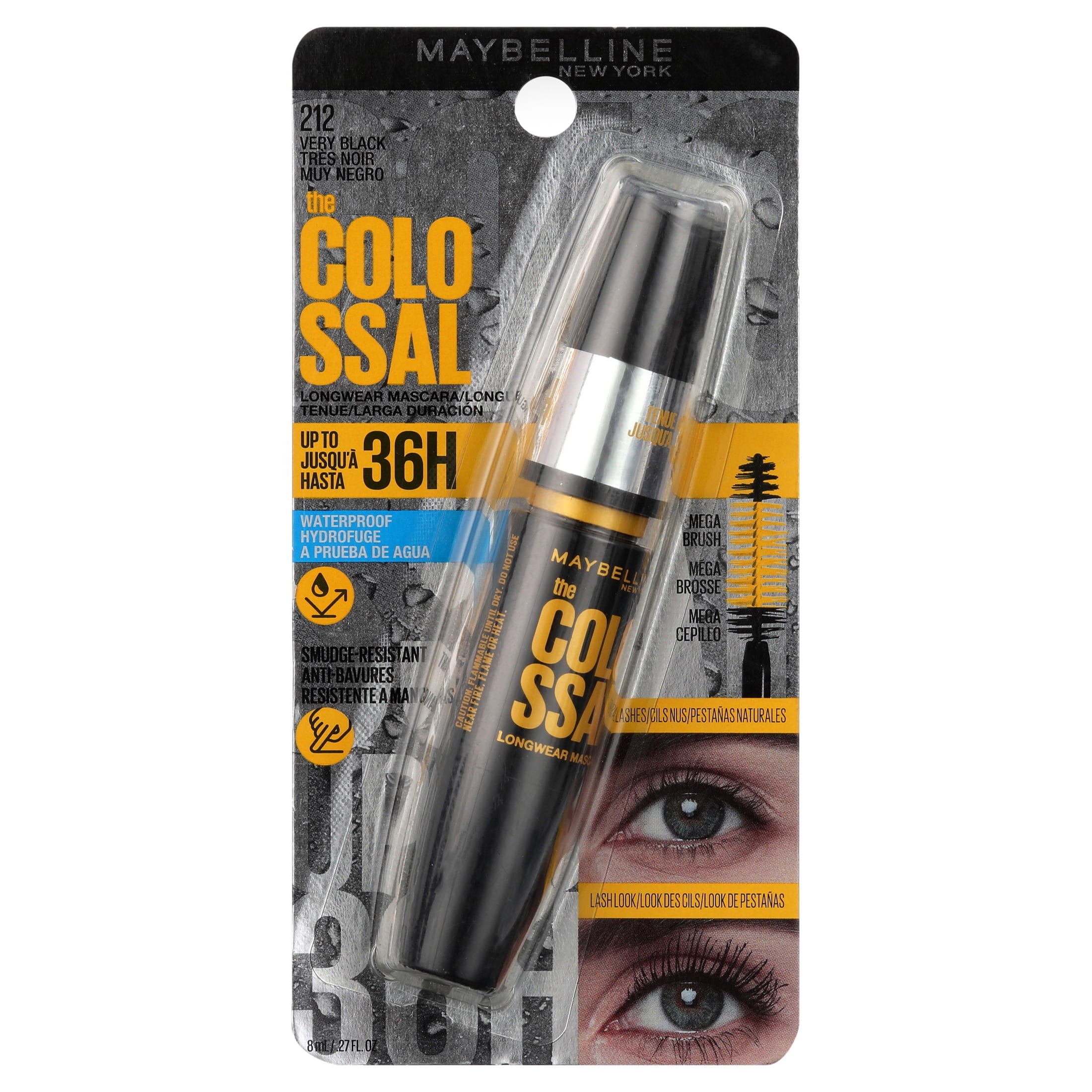 Maybelline Volum Express Colossal Waterproof Mascara, Very Black
