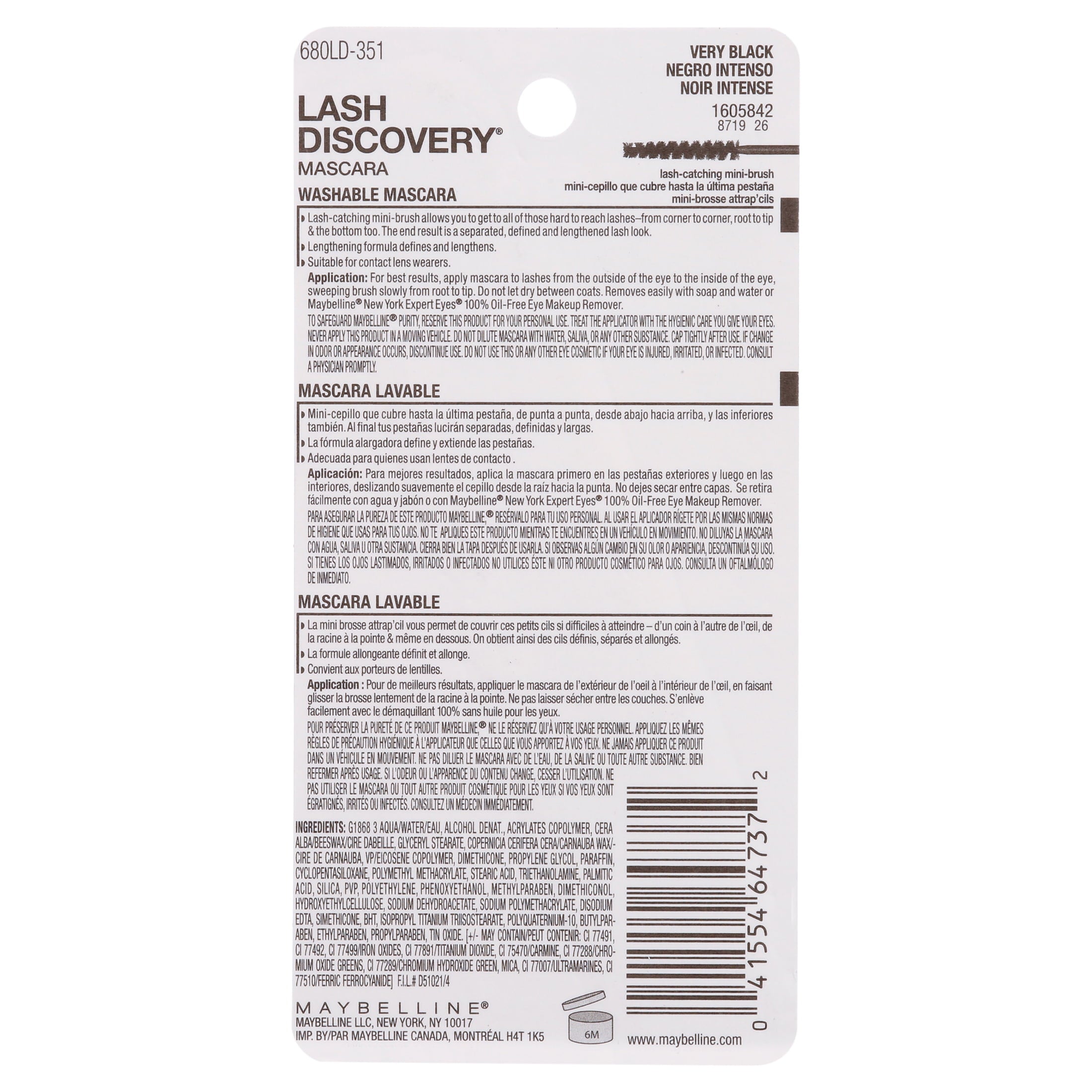 (3 pack) Maybelline Lash Discovery Mini-Brush Washable Mascara, Very Black
