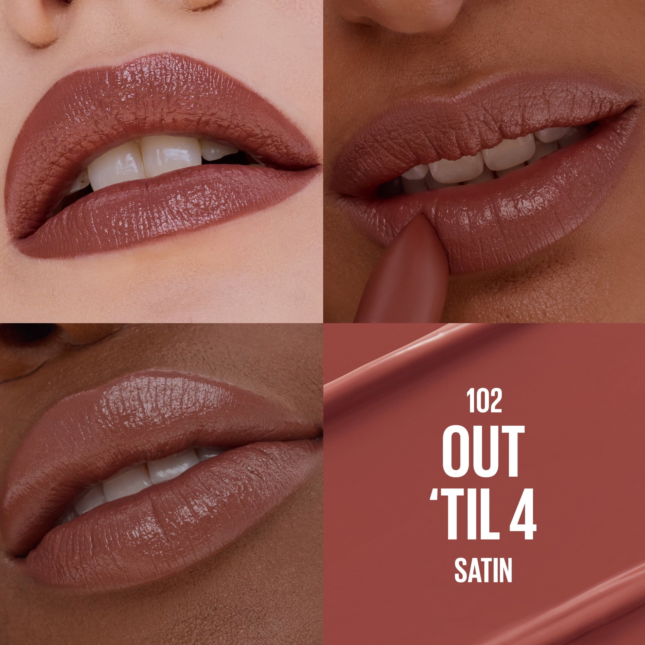 Maybelline Serum Lipstick, Satin Finish, Oil-Blend and Hyaluronic Acid, 102 Out 'Til 4, 0.12 oz