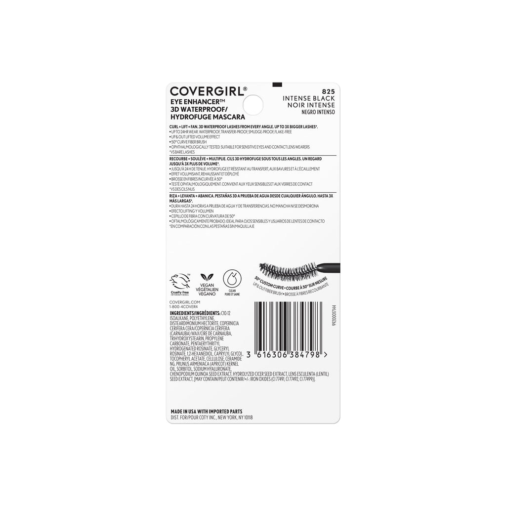 COVERGIRL Eye Enhancer 3D Waterproof Mascara, 825 Intense Black, 0.29fl.oz