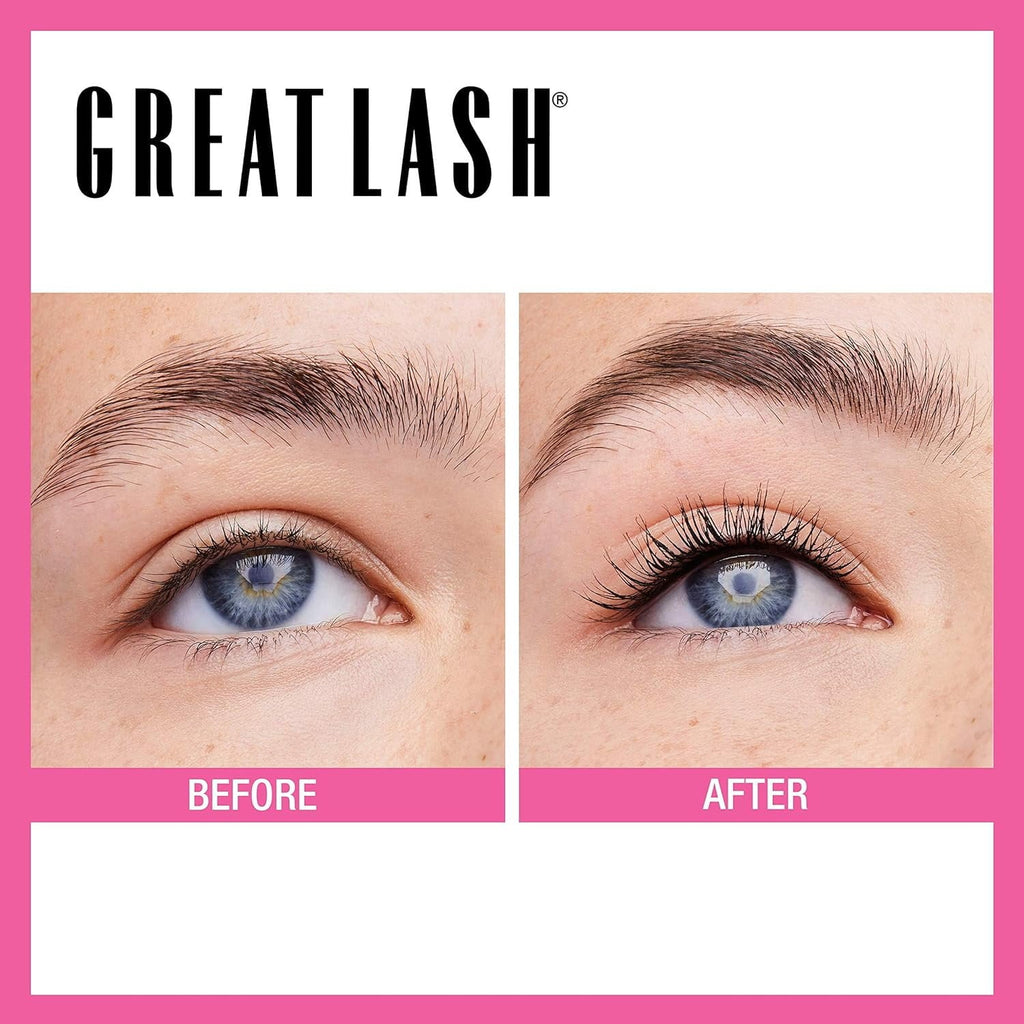 Maybelline Great Lash Waterproof Mascara Makeup, Volumizing Lash-Doubling Formula That Conditions As It Thickens, Very Black, 2 Count