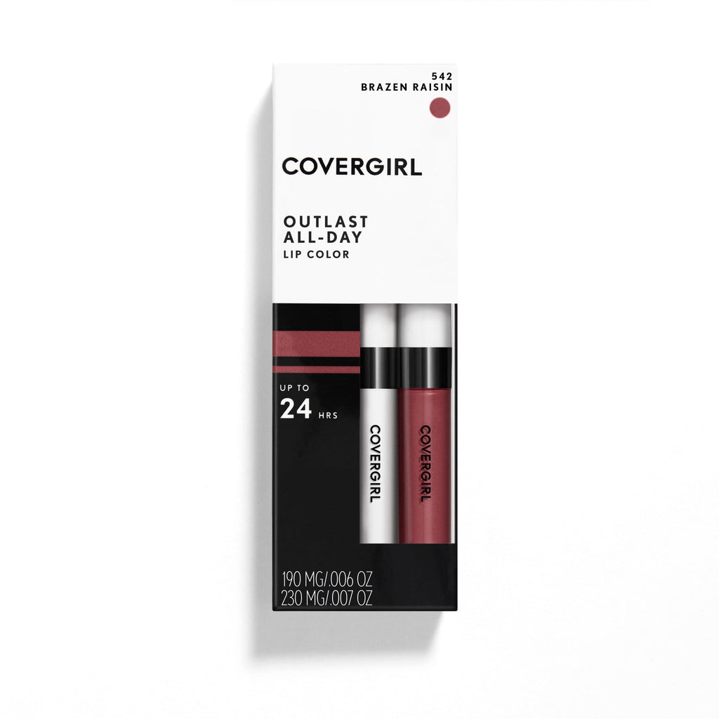 (2 pack) COVERGIRL Outlast All-Day Moisturizing Lip Color, 542 Brazen Raisin