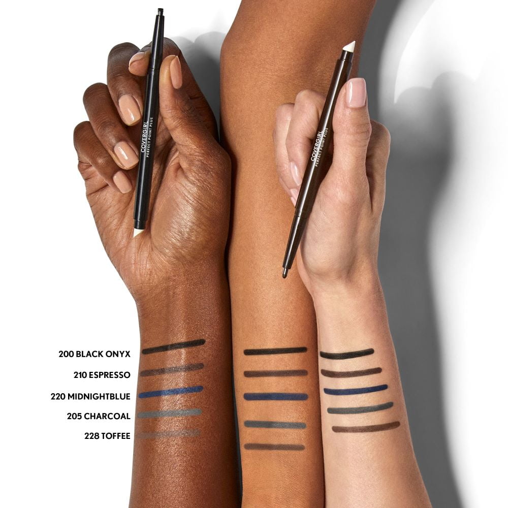 (2 pack) COVERGIRL Perfect Point Plus Eyeliner Pencil, Black Onyx Pack of 1, Long-Lasting, Versatile Black Eyeliner, Soft Smudging Tip, No Sharpening Needed