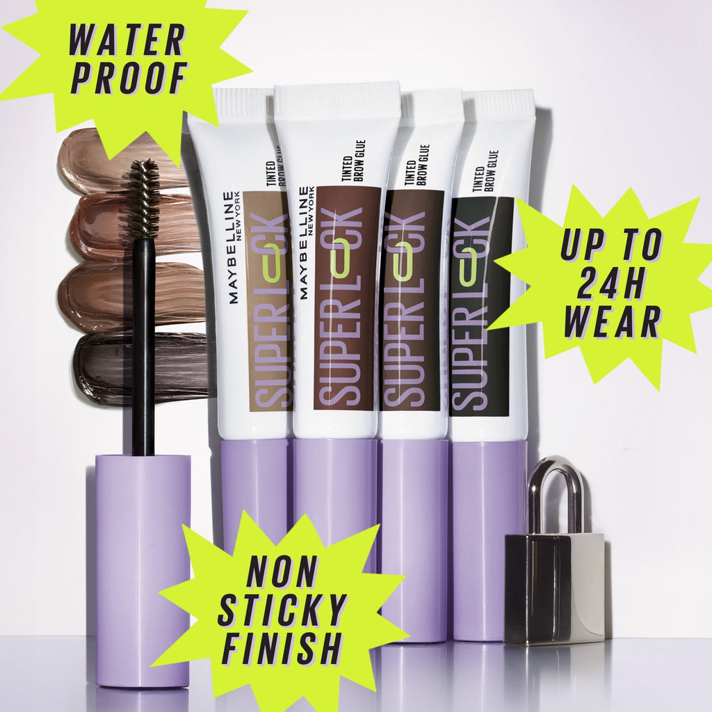 Maybelline Super Lock Brow Glue Tinted Waterproof Eyebrow Gel, Taupe, 0.23 fl oz