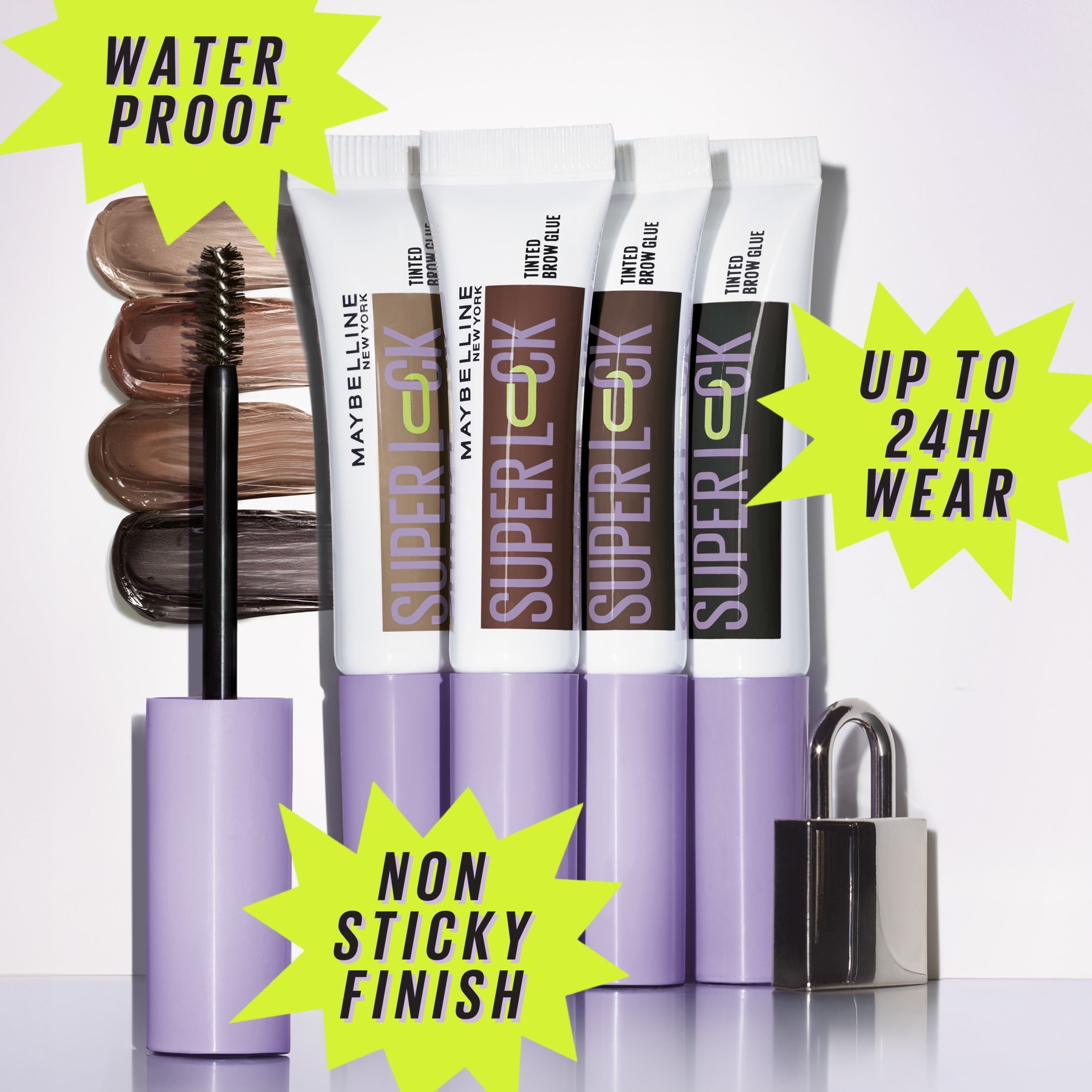 Maybelline Super Lock Brow Glue Tinted Waterproof Eyebrow Gel, Taupe, 0.23 fl oz