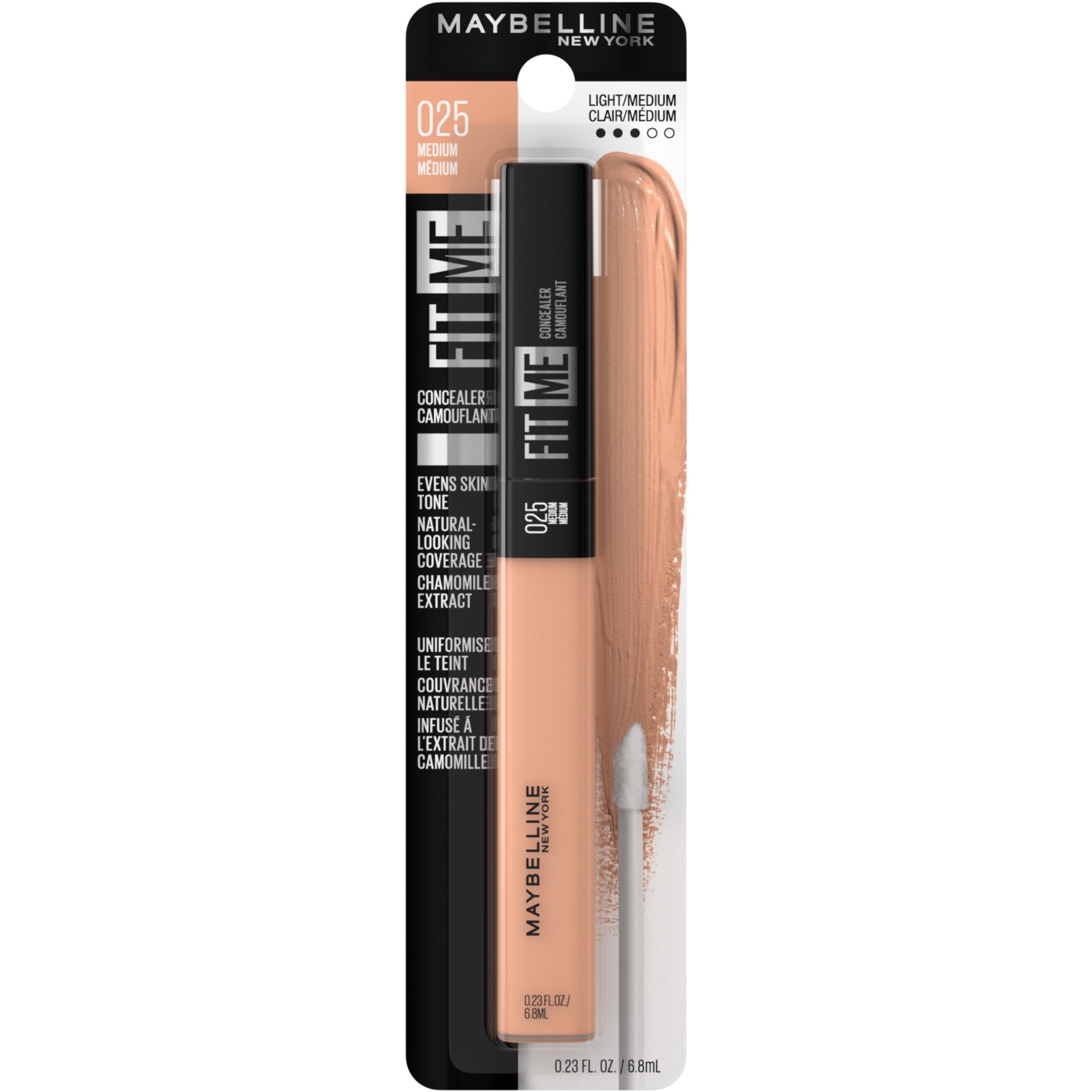 Maybelline Fit Me Liquid Concealer Makeup, Natural Coverage, Oil-Free, Medium, 0.23 fl oz