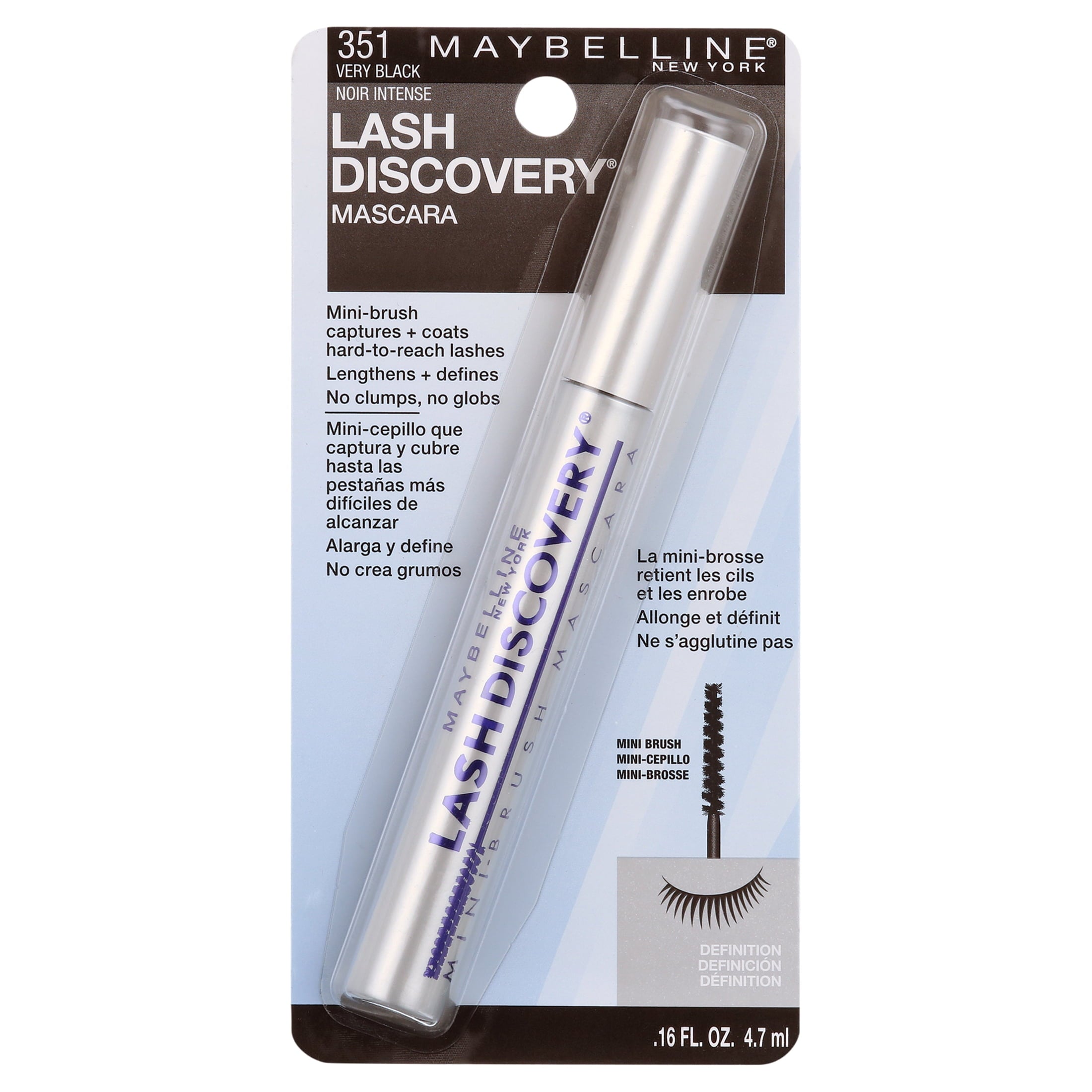 (3 pack) Maybelline Lash Discovery Mini-Brush Washable Mascara, Very Black