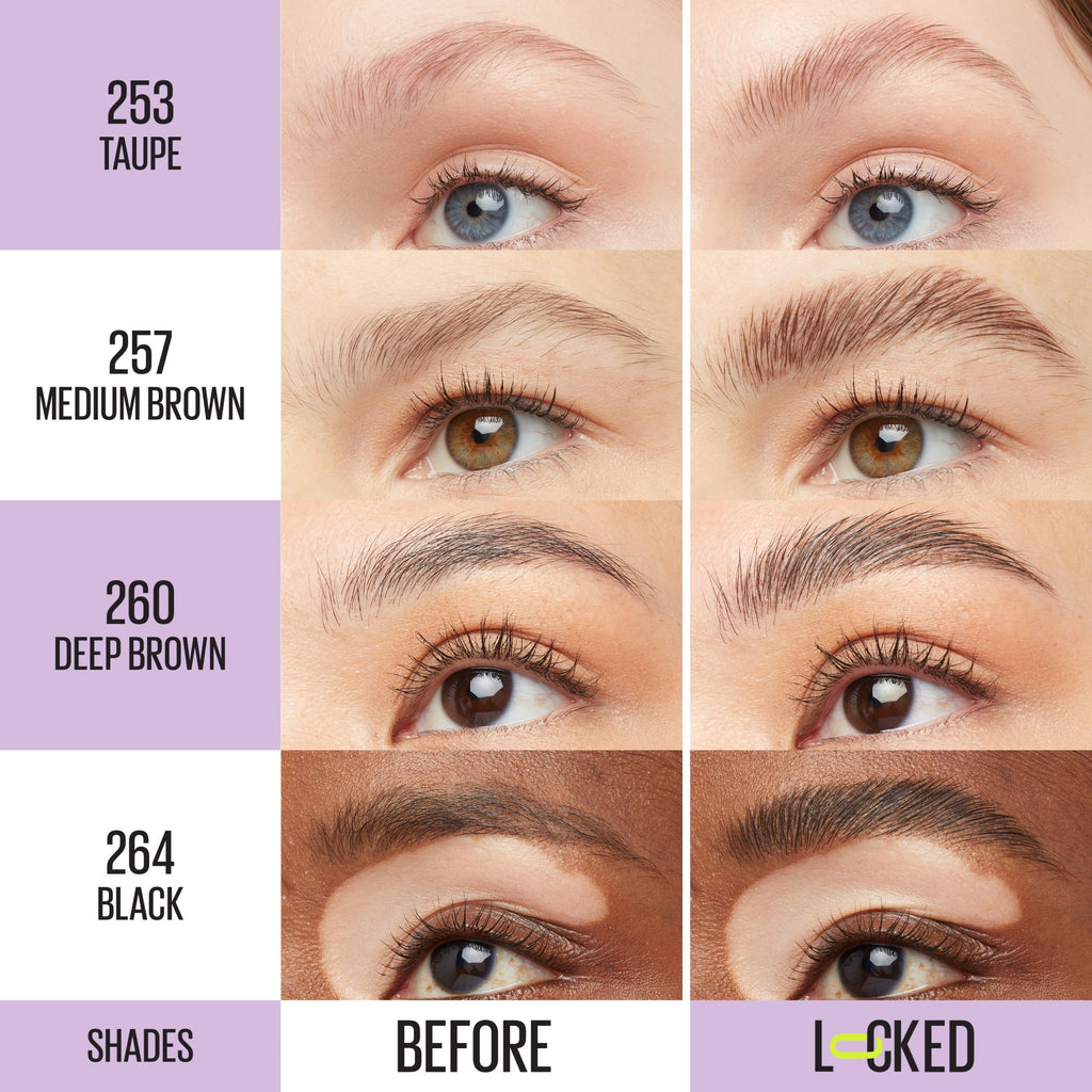 Maybelline Super Lock Brow Glue Tinted Waterproof Eyebrow Gel, Taupe, 0.23 fl oz