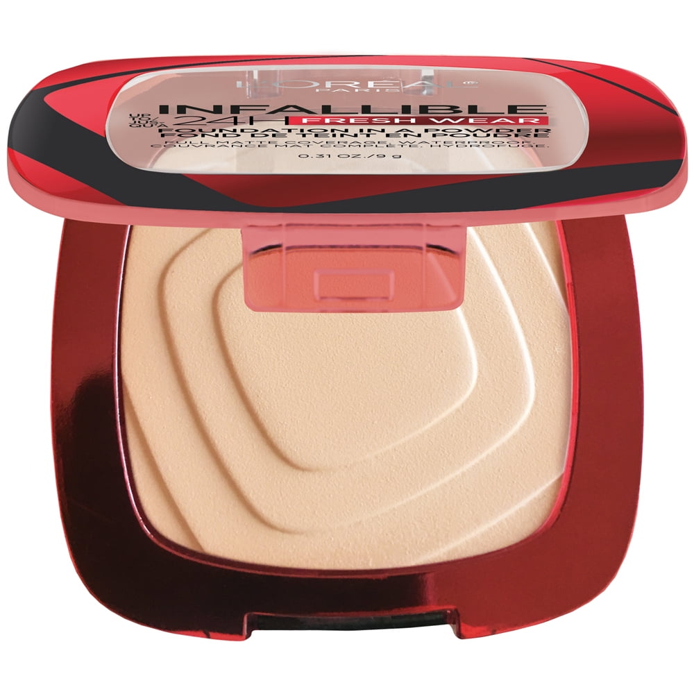 (2 pack) L'Oréal Paris Infallible Fresh Wear 24 Hr Foundation in a Powder,  for All Skin Medium Tone, 130 True Beige, 1 fl oz