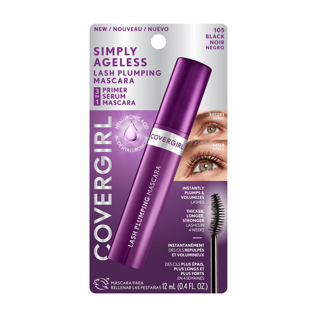 COVERGIRL Simply Ageless Lash Plumping 3-in-1 Mascara, 105 Black, 0.4 fl oz
